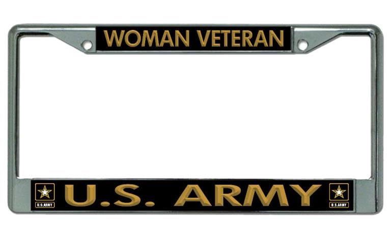 U.S. Army Veteran Chrome License Plate Frame - Durable Metal Car Accessory for Women Military Supporters | Perfect for Cars, Trucks & Motorcycles