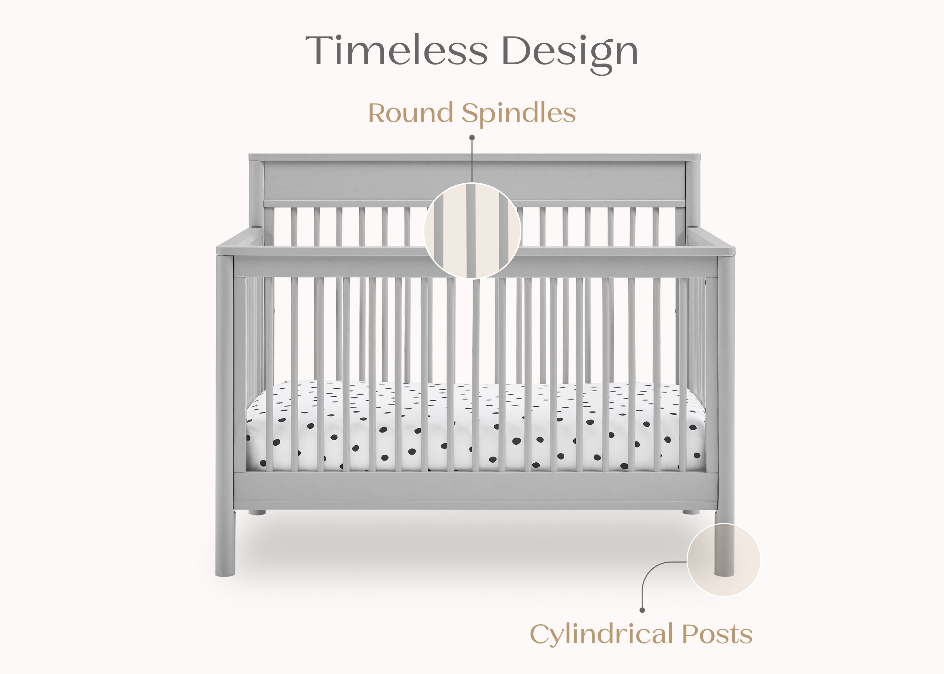 Remy 6-in-1 Convertible Baby Crib - Toddler Bed, Daybed & Full-Size Bed | Safe & Durable Nursery Furniture for Newborn to Adult | Perfect for Nursery, Bedroom & Guest Room