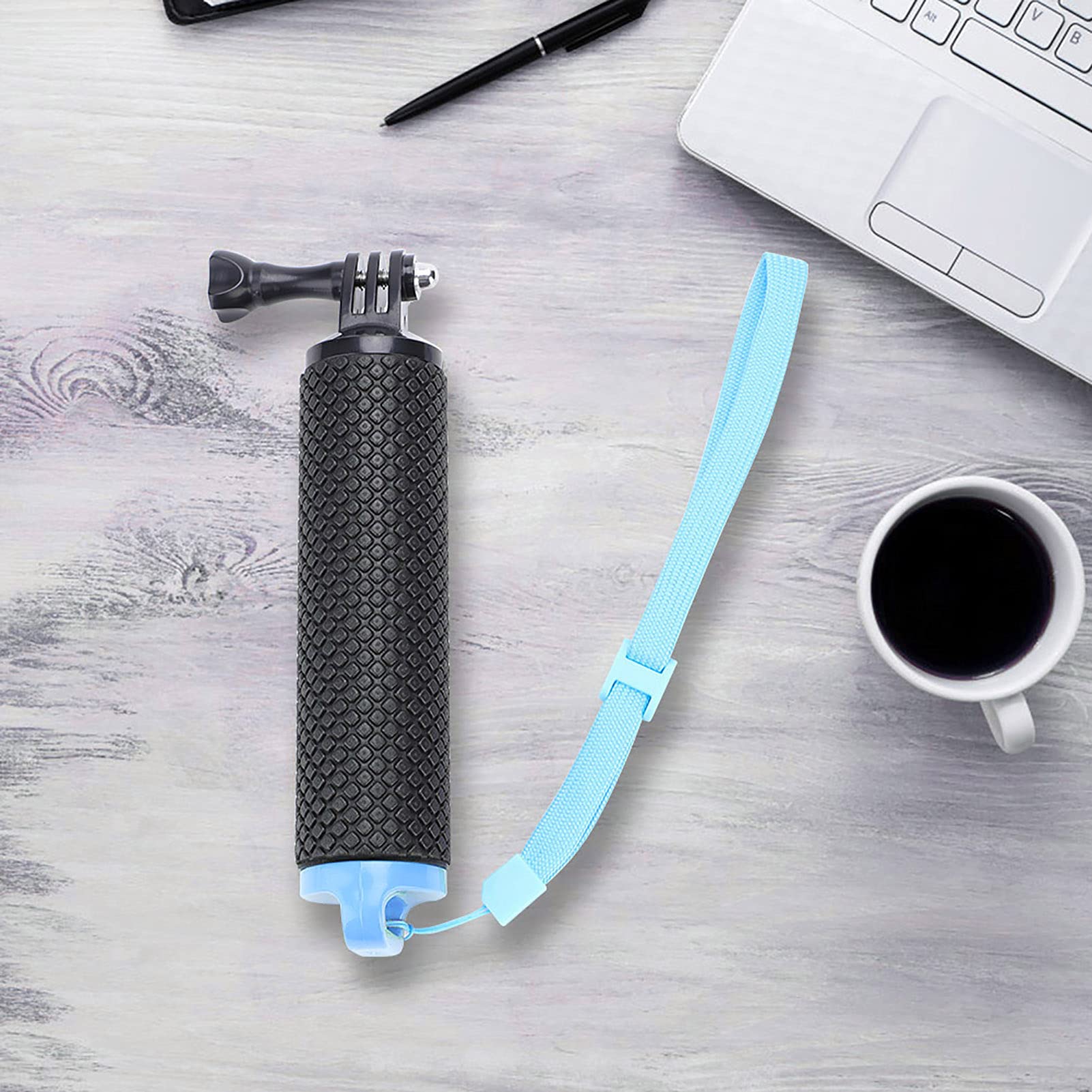 **Waterproof Floating Handle Tripod for GoPro, SJ-CAM, Xiaomi Yi - 8 x 3.8cm Lightweight Diving Stick for Surfing, Swimming & Underwater Action Cameras (Blue)**    *Perfect for underwater adventures, beach trips, and capturing smooth action shots while surfing or swimming!*