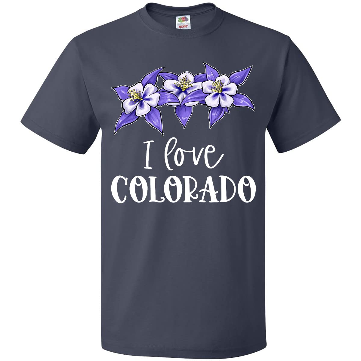 Inktastic I Love Colorado Columbine Flowers T-Shirt - Stylish Graphic Tee for Outdoor Enthusiasts & Nature Lovers - Perfect for Hiking, Travel & Casual Wear