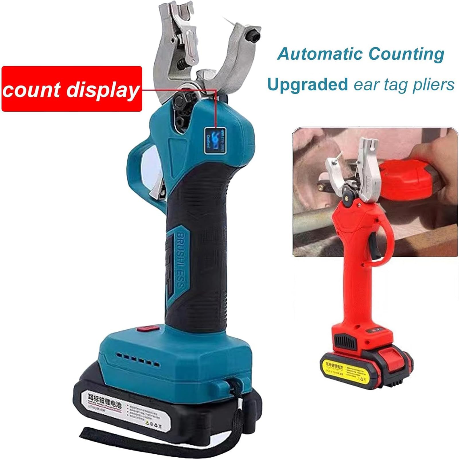 Upgraded Electric Sheep Ear Tag Pliers with Digital Counting Display - 3 Stainless Steel Ear Tag Pins & Tool Box - Durable Livestock Tagging Tool for Farm, Ranch, and Animal Identification
