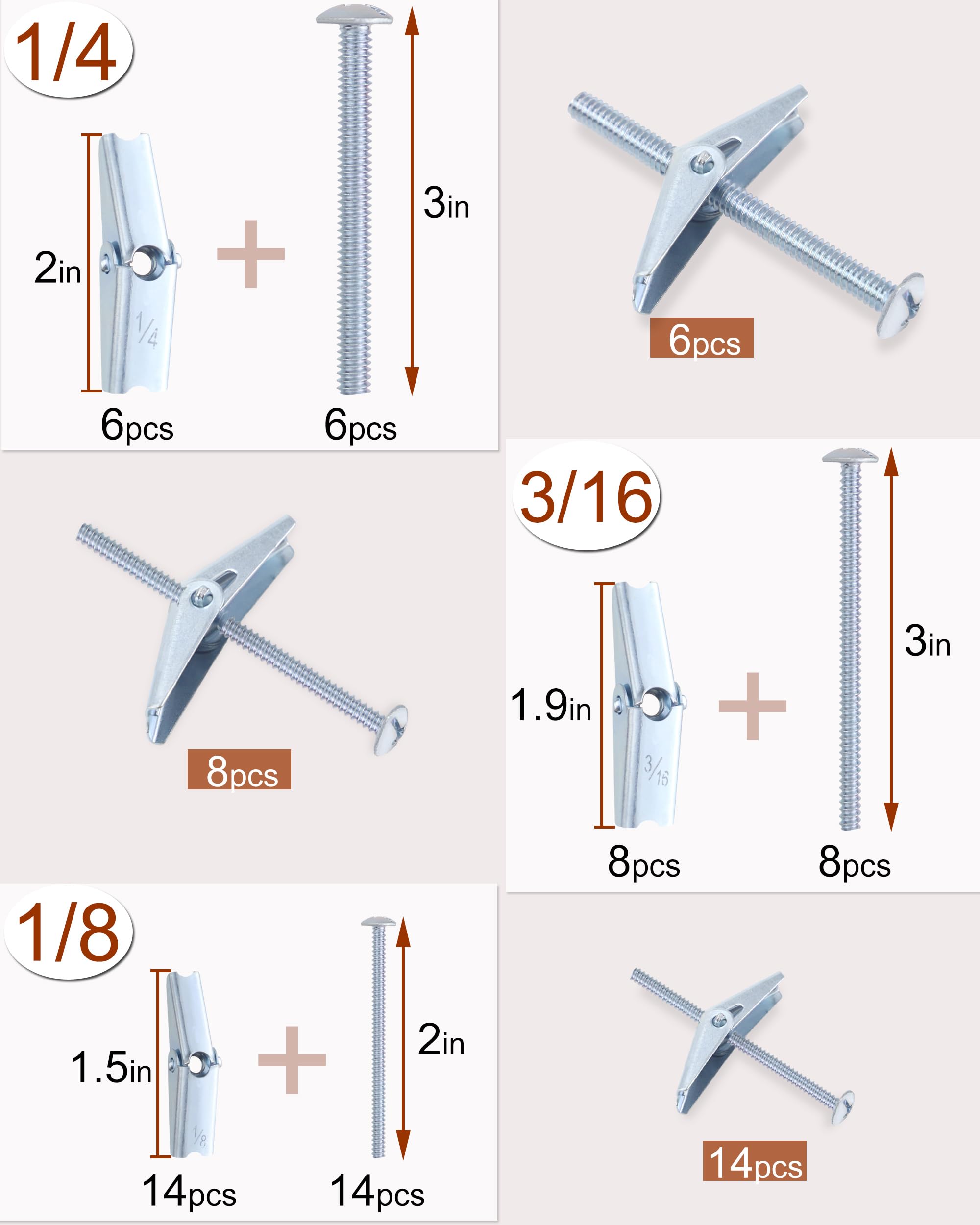 Heavy Duty Toggle Bolts Wall Anchors Kit - 28pcs Hollow Wall Anchors with Wing Nuts for Drywall & Hollow Walls - Perfect for Hanging Shelves, Mirrors, and Heavy Decorations