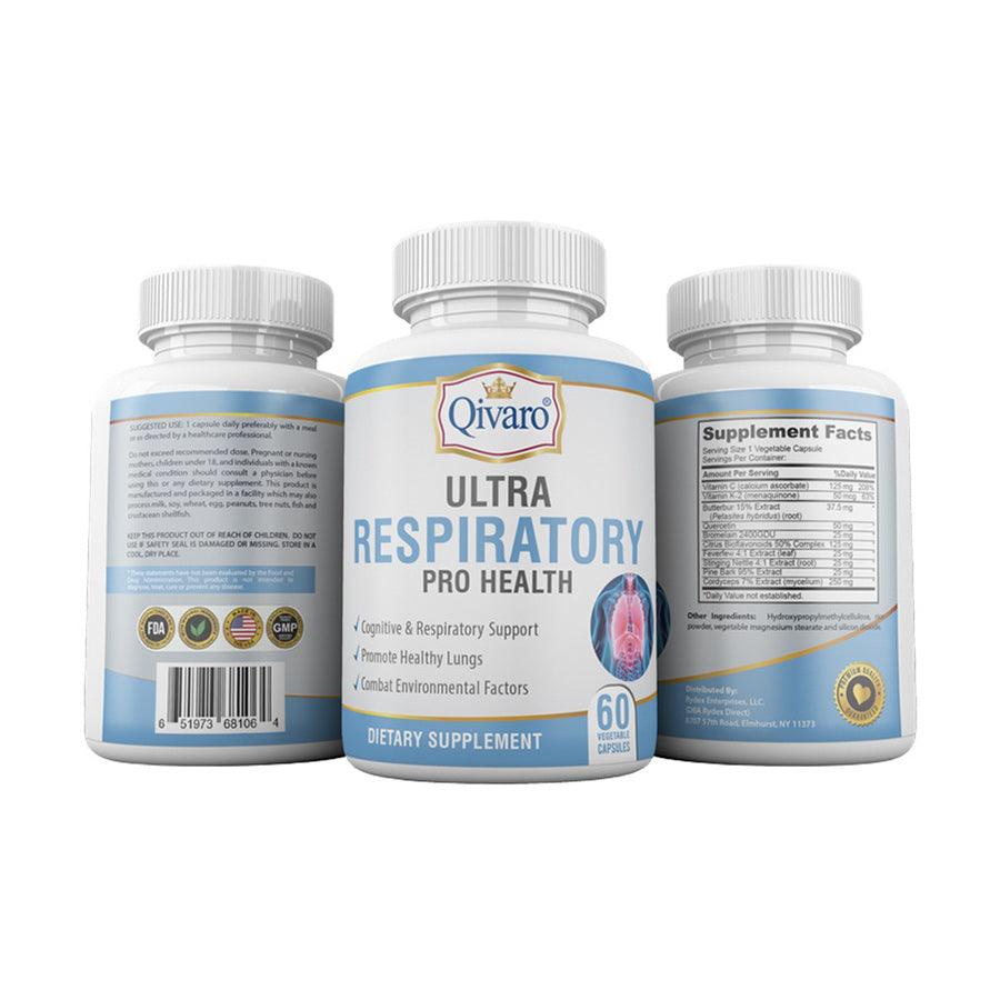 QIVARO Ultra Respiratory Pro Health Dietary Supplement - 60 Capsules | Supports Lung & Immune Health | Ideal for Allergy Season & Air Travel