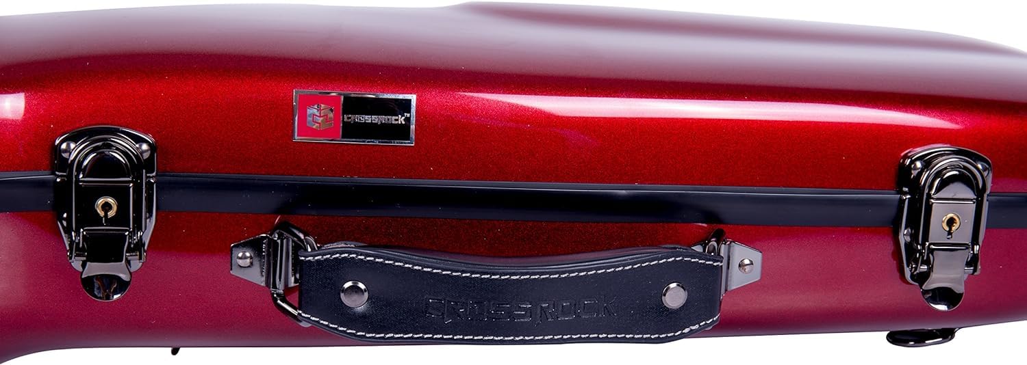 Premium Crossrock Fiberglass Trumpet Case - Durable Hardshell with Adjustable Backpack Straps, Red - Perfect for Music Students & Professional Musicians On The Go