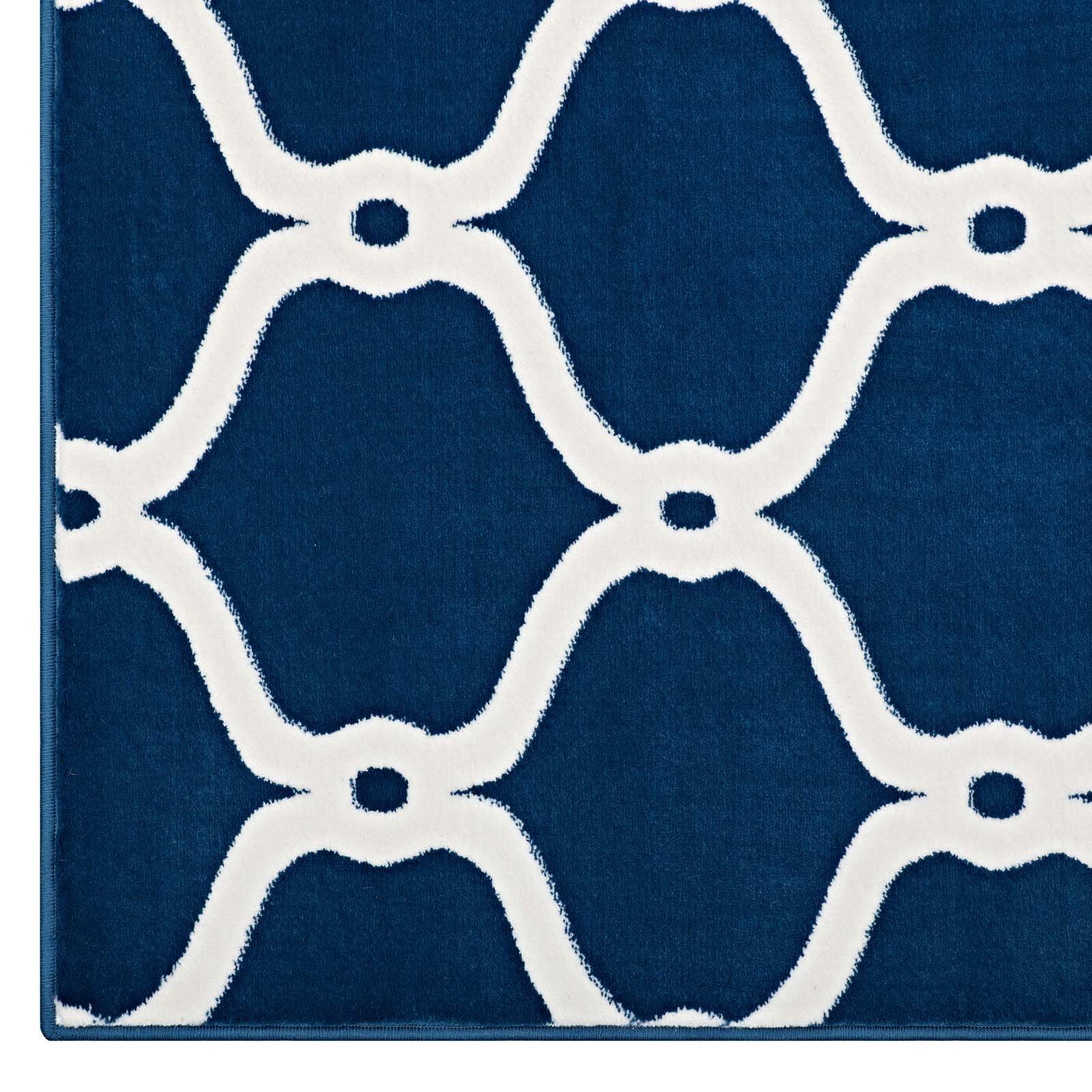 Modern Contemporary Urban Living Room Area Rug - Soft Fabric Floor Carpet Runner in Multi-Tone Navy Blue - Perfect for Lounge, Bedroom & Home Decor