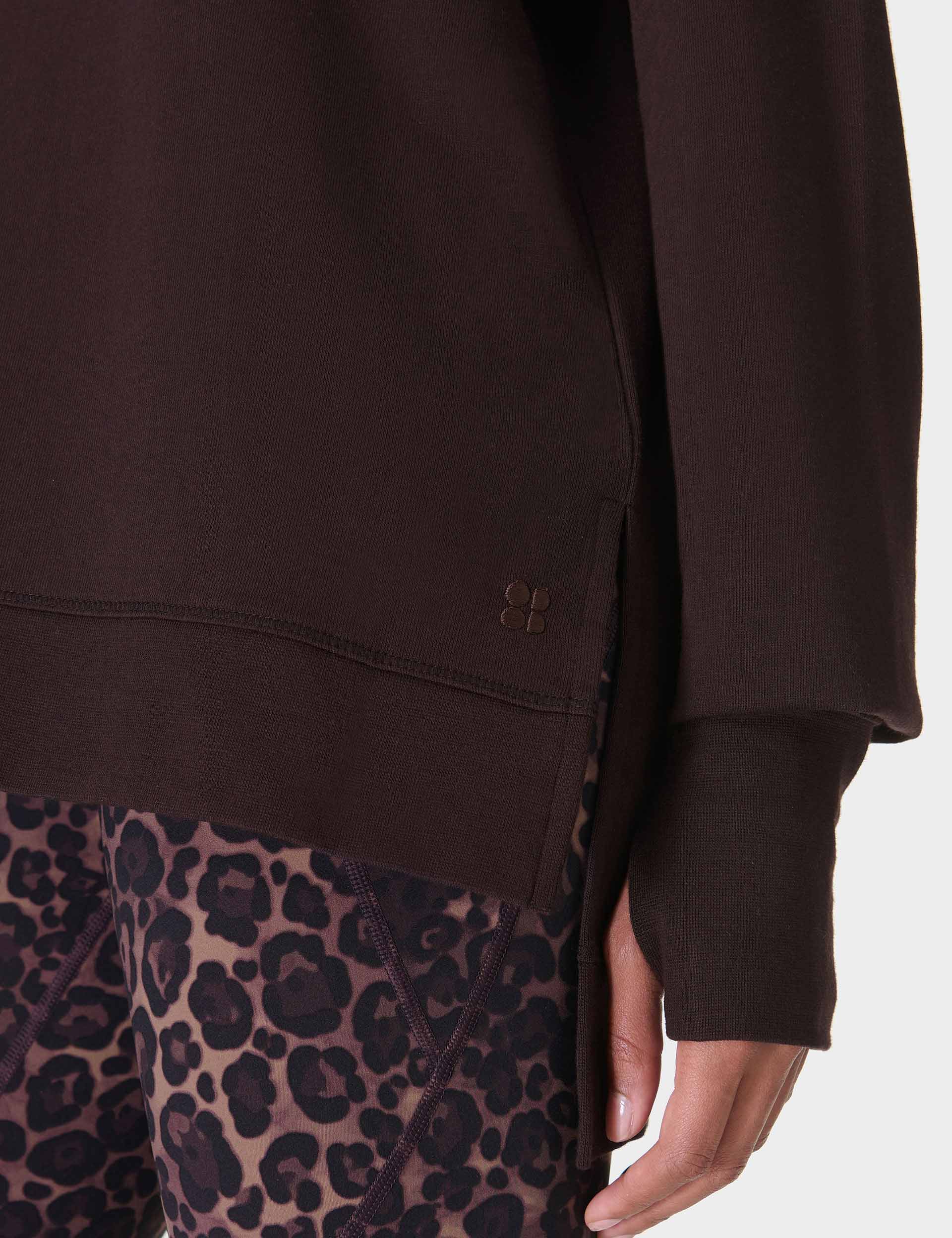 After Class Cross Back Sweatshirt for Women - Soft & Comfortable Pullover Hoodie in Sable Brown | Perfect for Casual Wear, Lounge, and College Campus Outfits