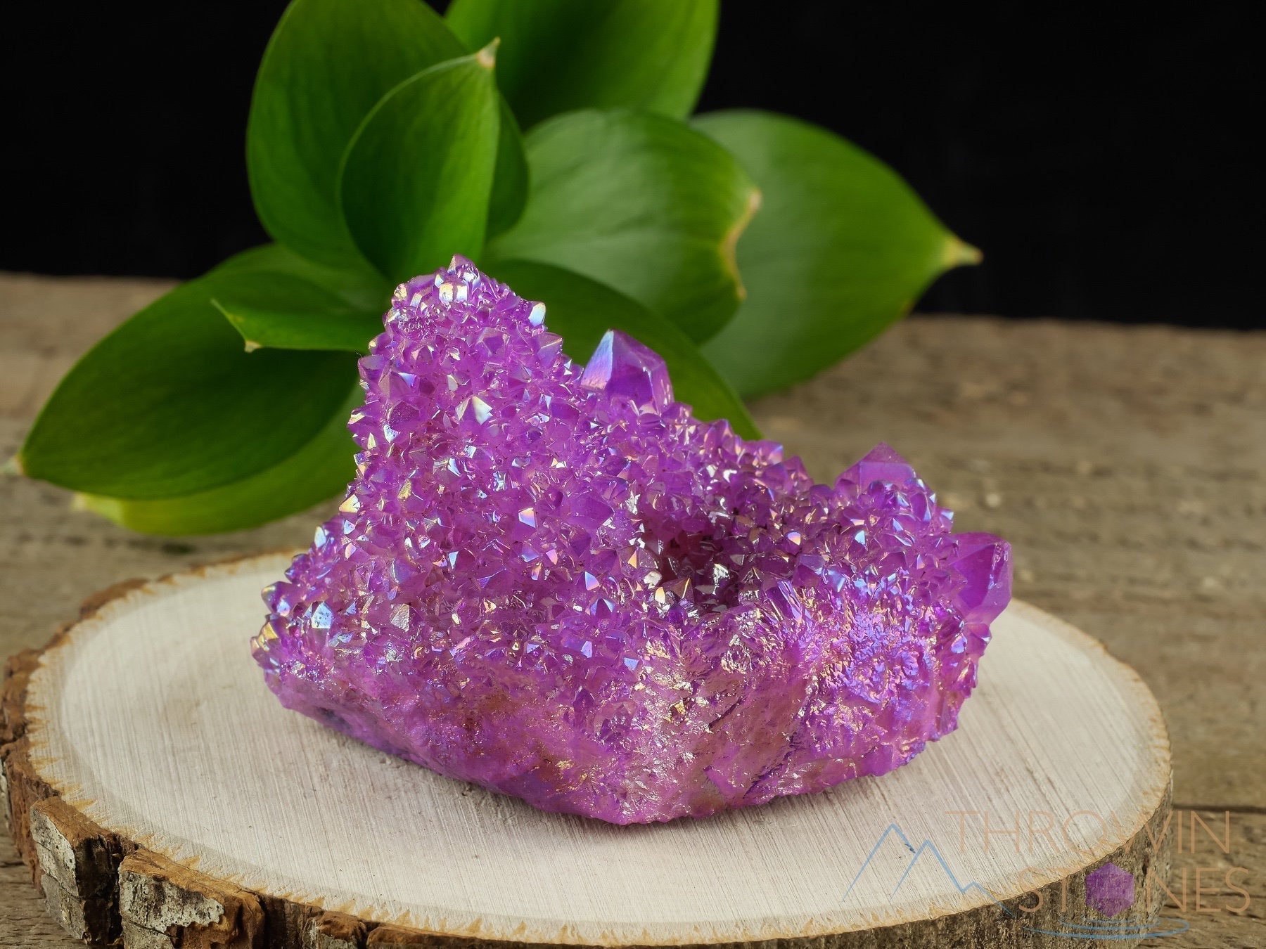 Natural Aura Ruby Pink Rainbow Quartz Crystal Cluster - Metaphysical Healing Stone, Spirit Quartz for Meditation & Energy Work - Home Decor, Gift Idea (R0610)