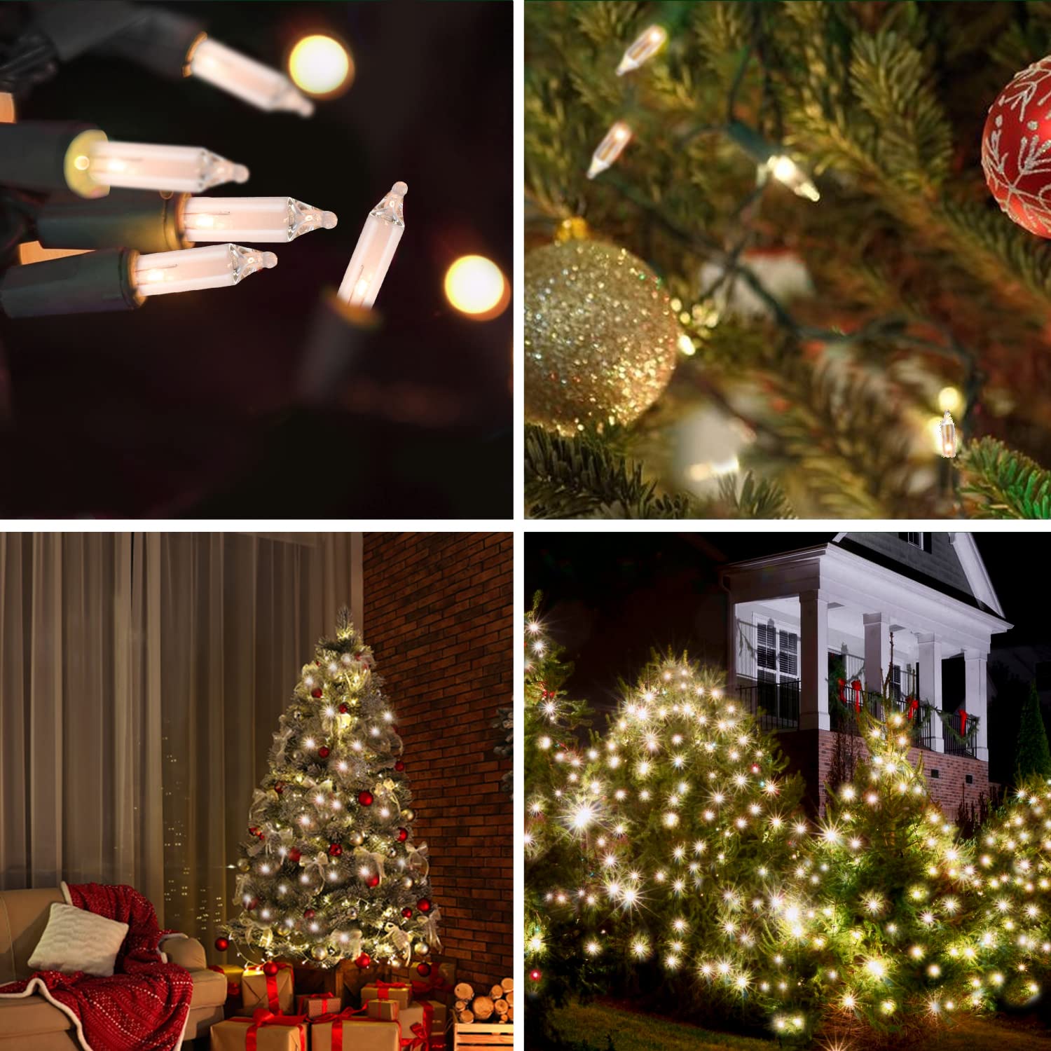 Tupkee 300-Count Christmas String Lights - 62ft Incandescent Mini Clear Warm White Holiday Lights for Indoor & Outdoor Decor - Perfect for Christmas Trees, Parties, and Festive Home Decoration