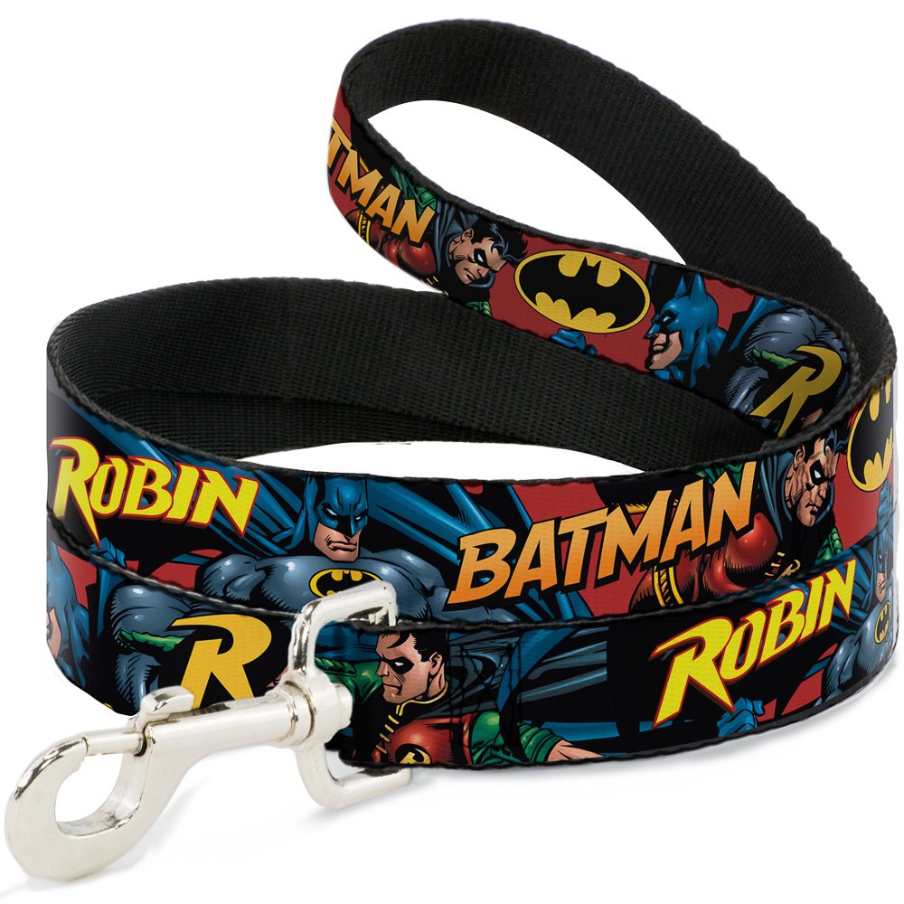 Batman & Robin Themed Dog Leash - 6 Feet Long, 0.5 Inch Wide, Burgundy Color - Perfect for Superhero Fans & Dog Walks in Parks or Neighborhoods