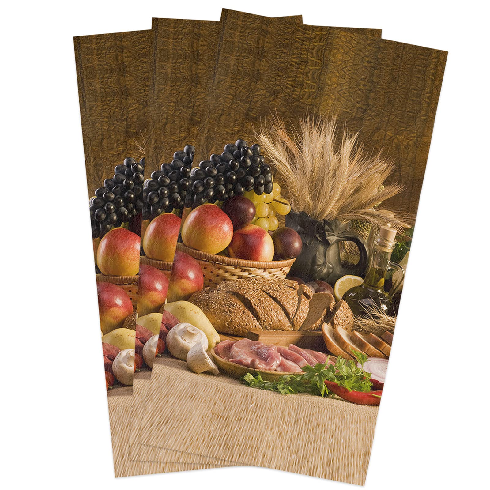 Premium Microfiber Kitchen Towels Set of 3 - Super Absorbent & Quick-Drying Dish Towels for Kitchen & Bathroom (18x28 Inches) - Perfect for Fruit, Bread & Wine Drying | Harvest Brown Tea Towels