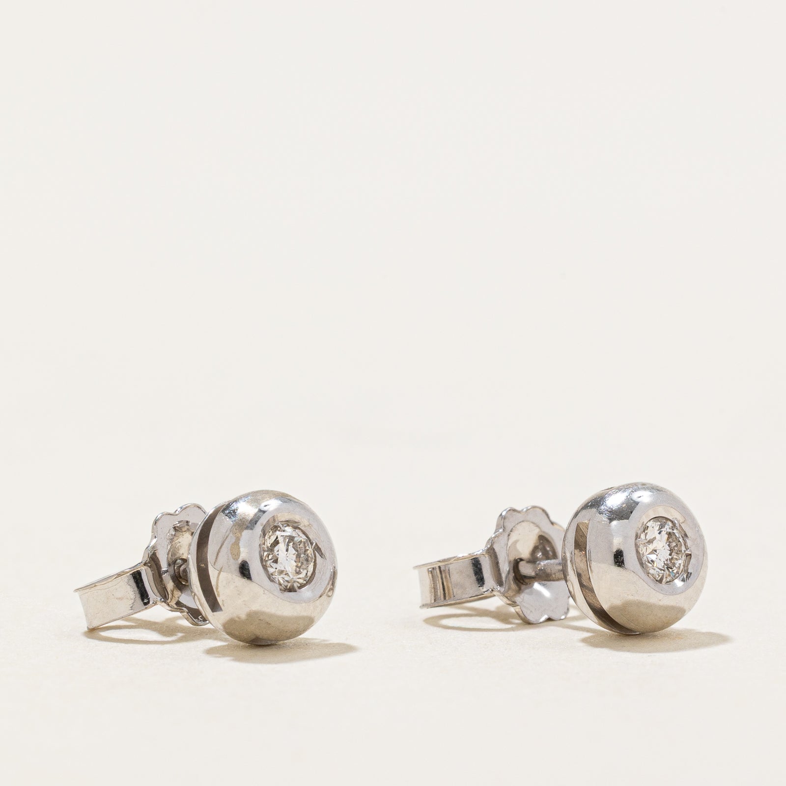 18K Gold Bezel Set Diamond Stud Earrings - 0.10ctw Round Cut GIA Certified | Perfect for Weddings, Anniversaries & Special Occasions