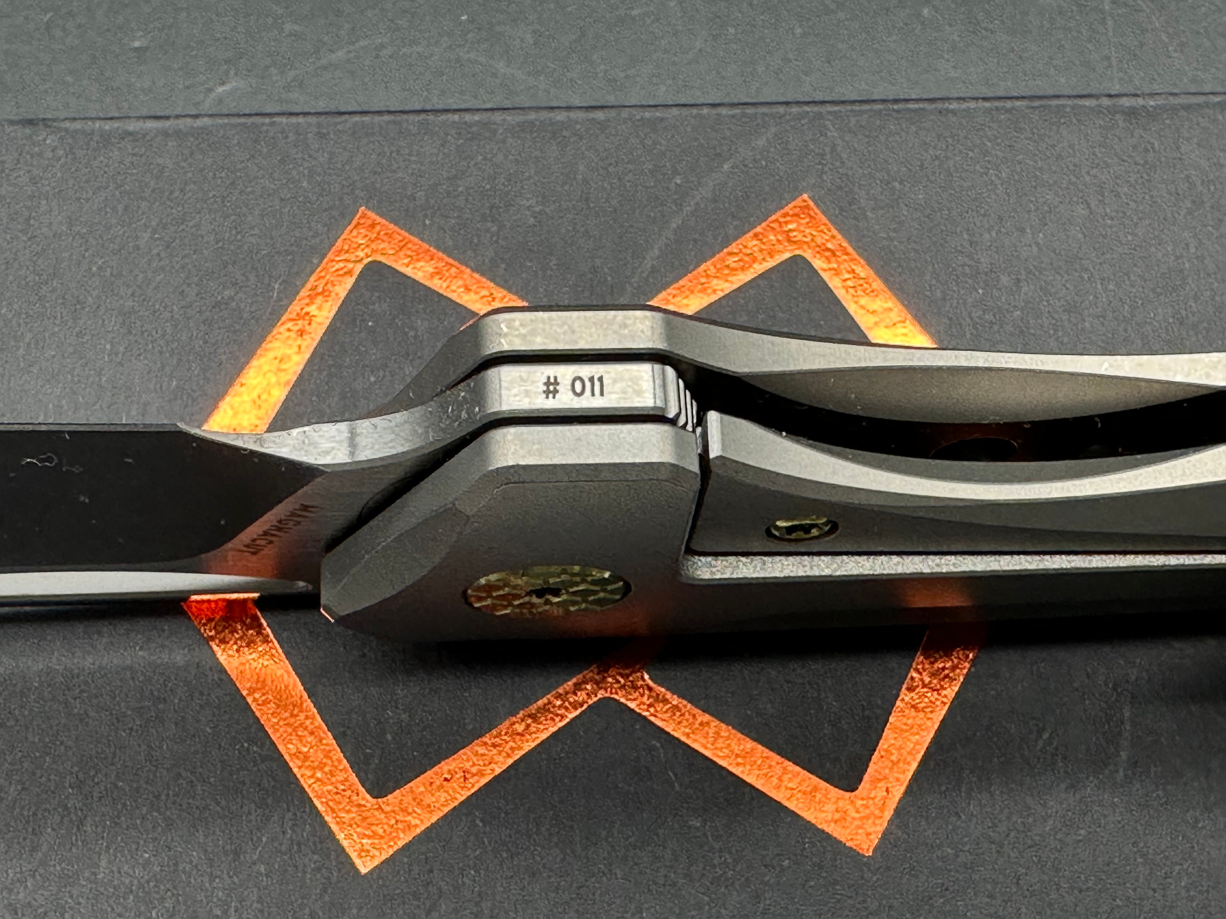Premium Lynx Grey Titanium Handle Folding Knife with Gold Marble Carbon Fiber & Gold Anodized Accents - Drop Point Satin Mangnacut Blade - EDC, Outdoor, Camping, Hunting & Survival Gear