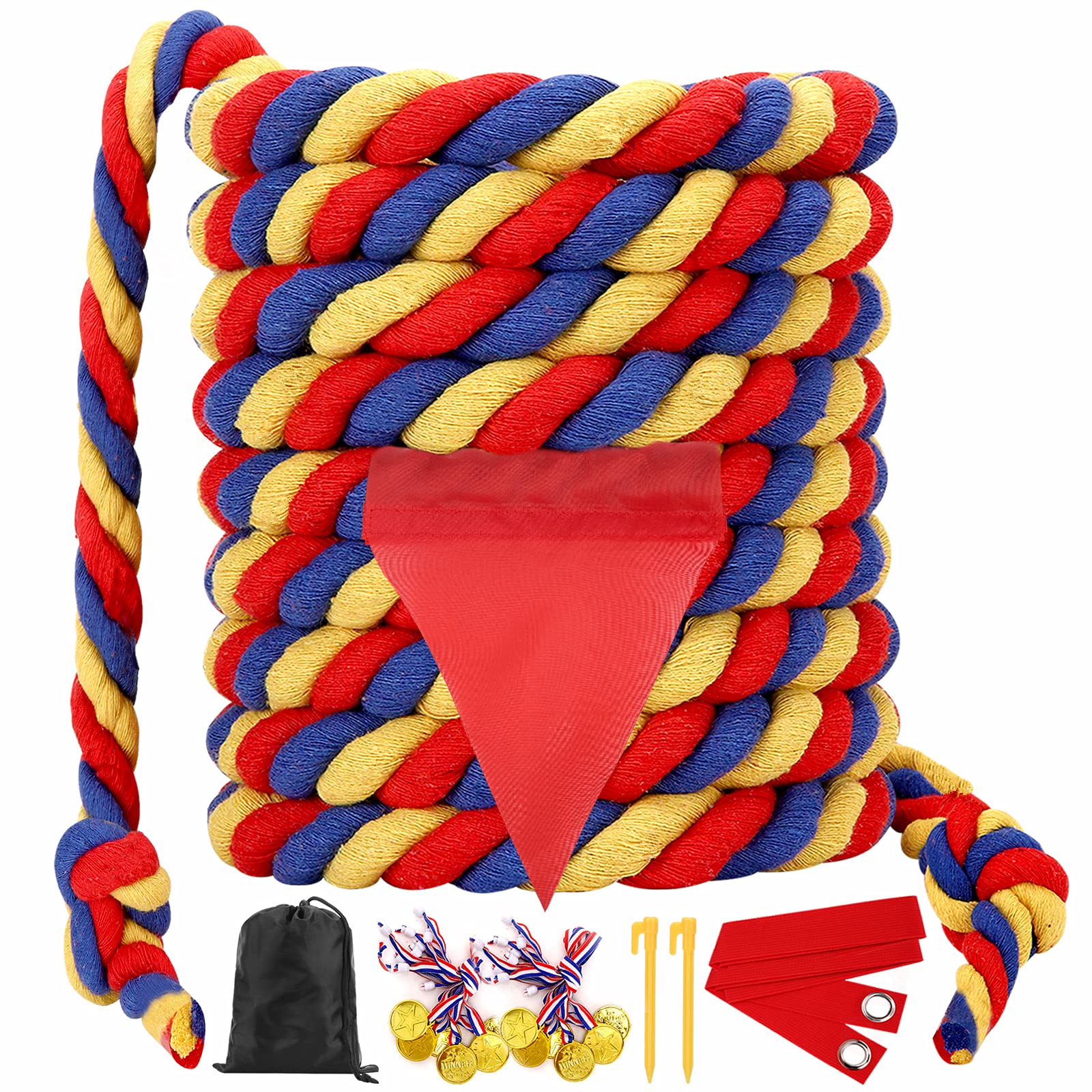 Premium Tug of War Rope for Kids & Adults - Heavy Duty Outdoor Game for Team Building, Family Reunion, Birthday Parties, Backyard Camping & Picnic Activities - Perfect for Lawn, Yard & Carnival Games