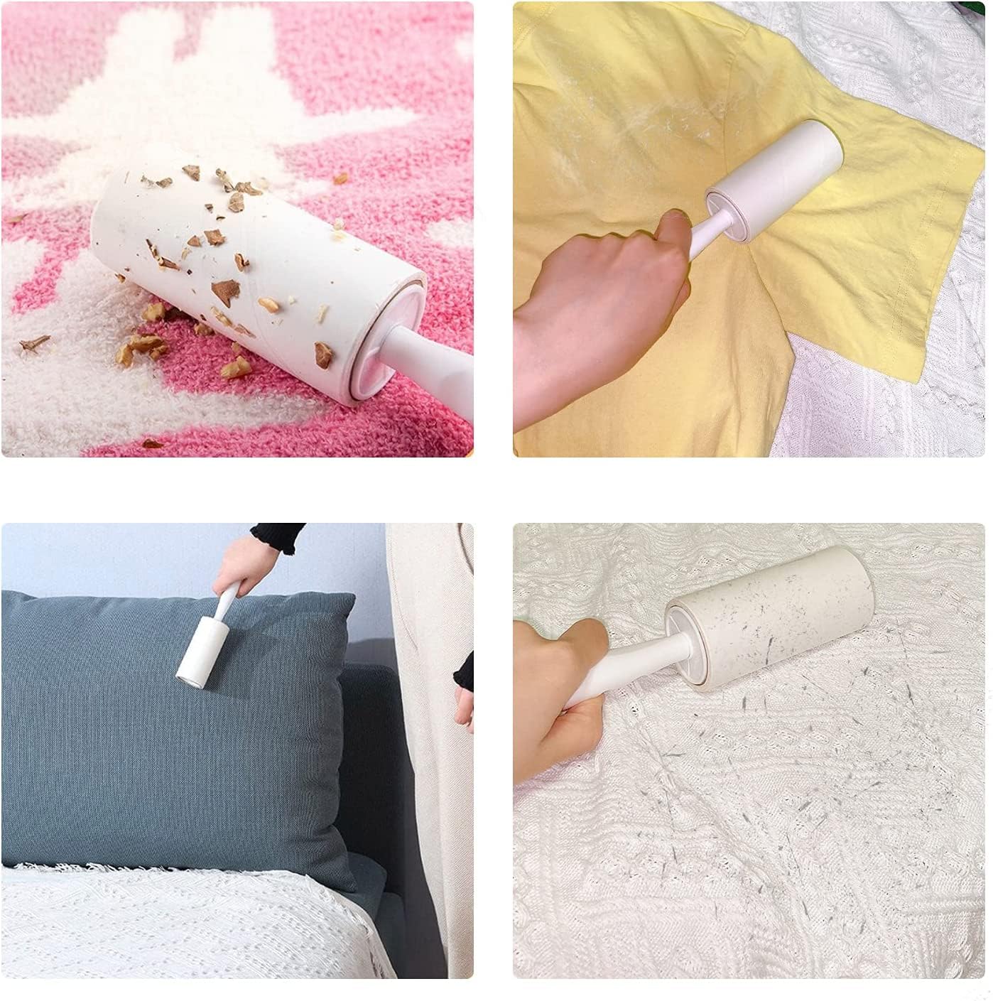 MELERIO Lint Rollers Set - 6 Refills (420 Sheets) with 1 Handle, 1 Dust Cover & 5 Extra Sticky Rollers for Clothes, Furniture, Pet Hair Removal - Perfect for Home, Office, Car and Travel Use