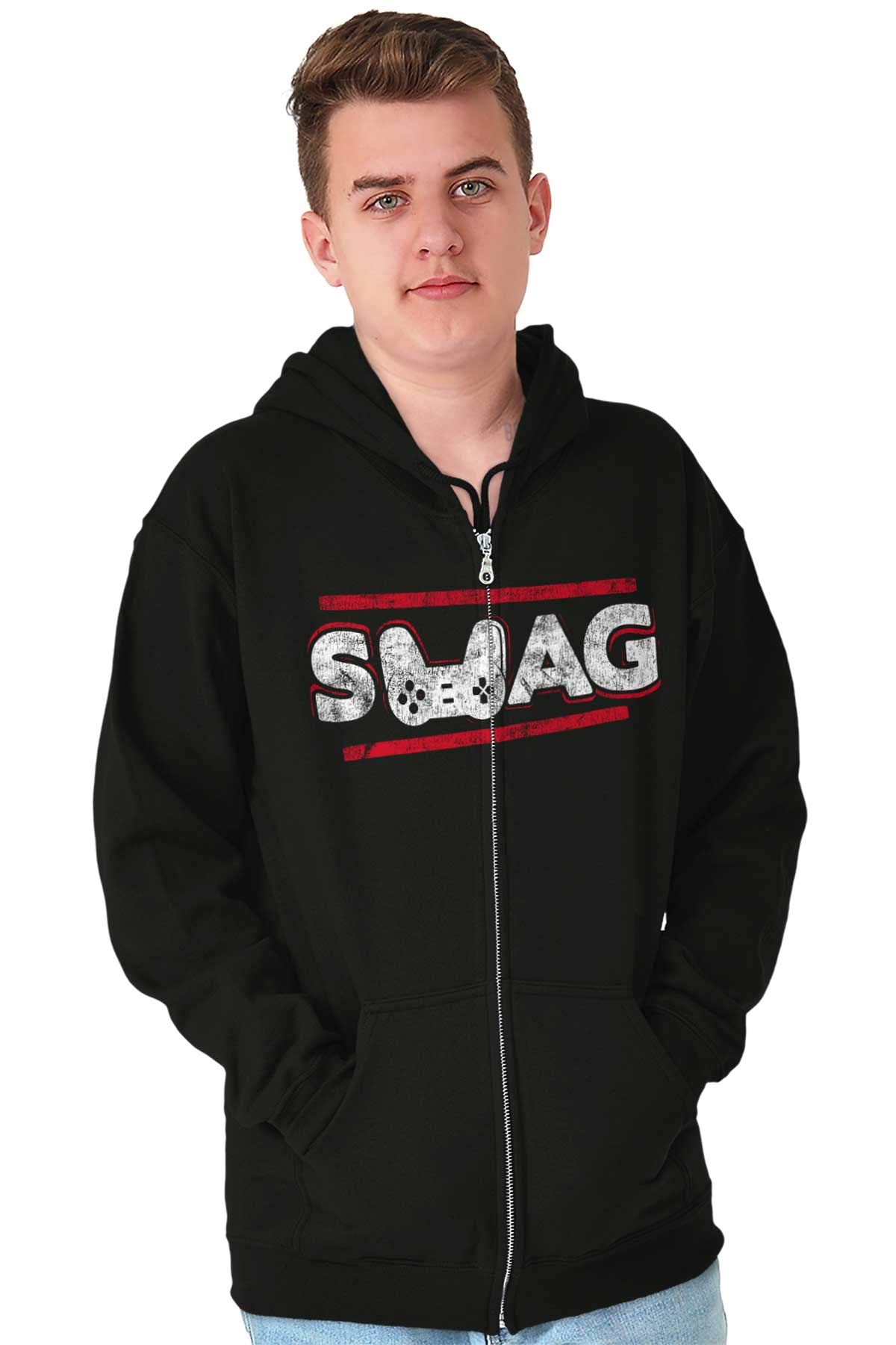 Classic Teaze SWAG Controller Gamer Zip Hoodie for Men - Comfortable Video Game Geek Sweatshirt - Perfect for Gaming, Casual Wear & Esports Events
