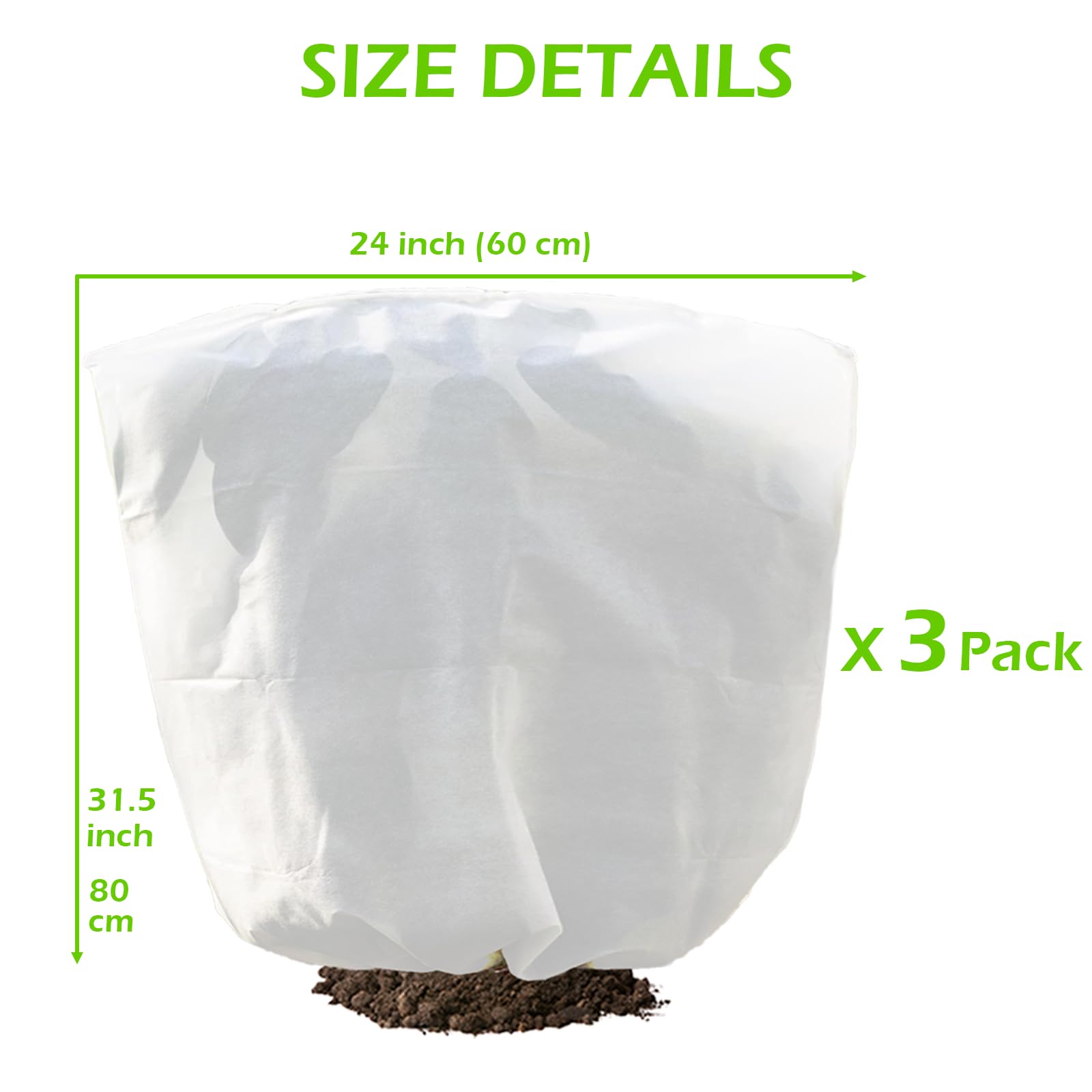 Reusable Winter Plant Covers for Frost Protection - Large 23.6