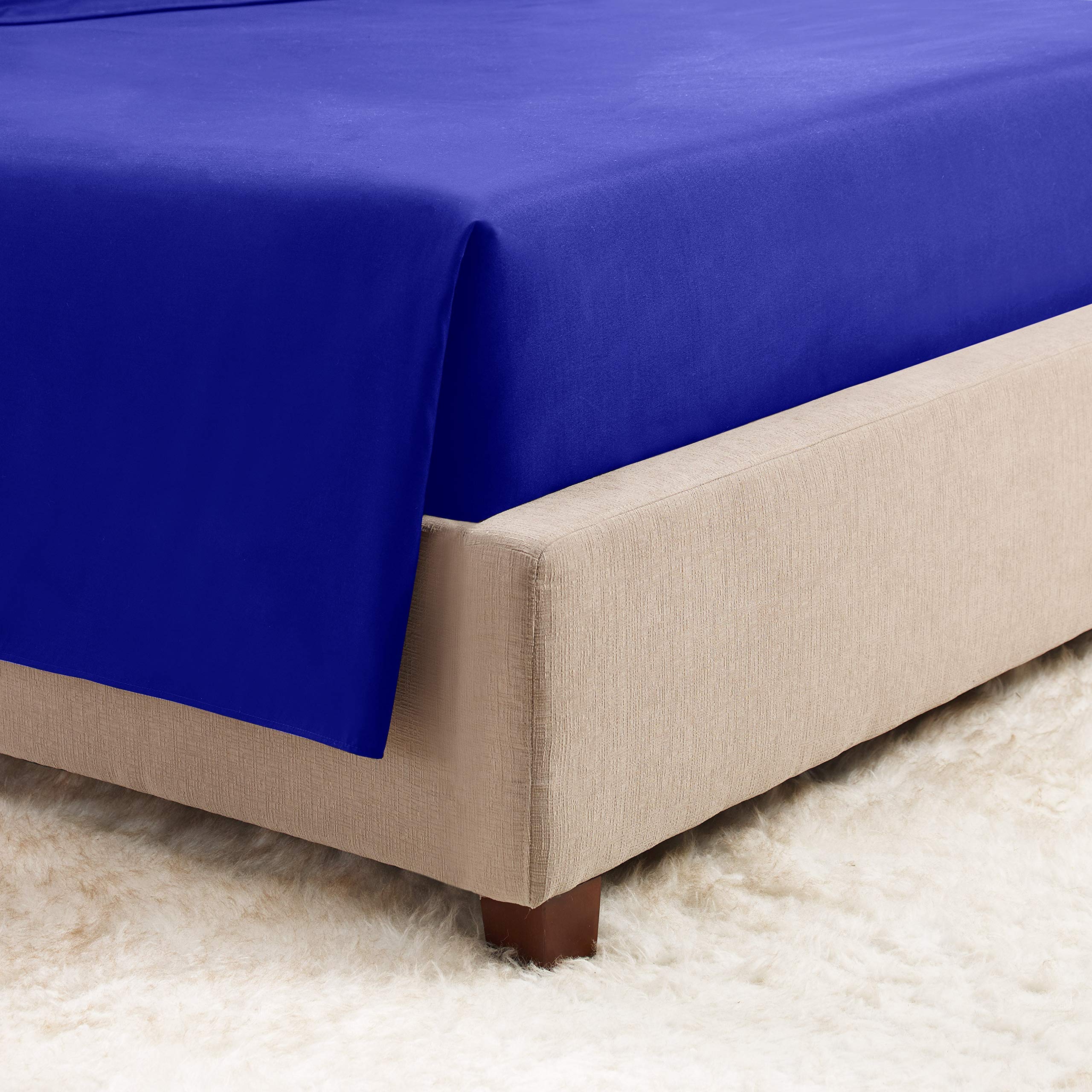 Royal Blue Full Size Fitted Sheet - 100% Cotton, 600 TC, 26