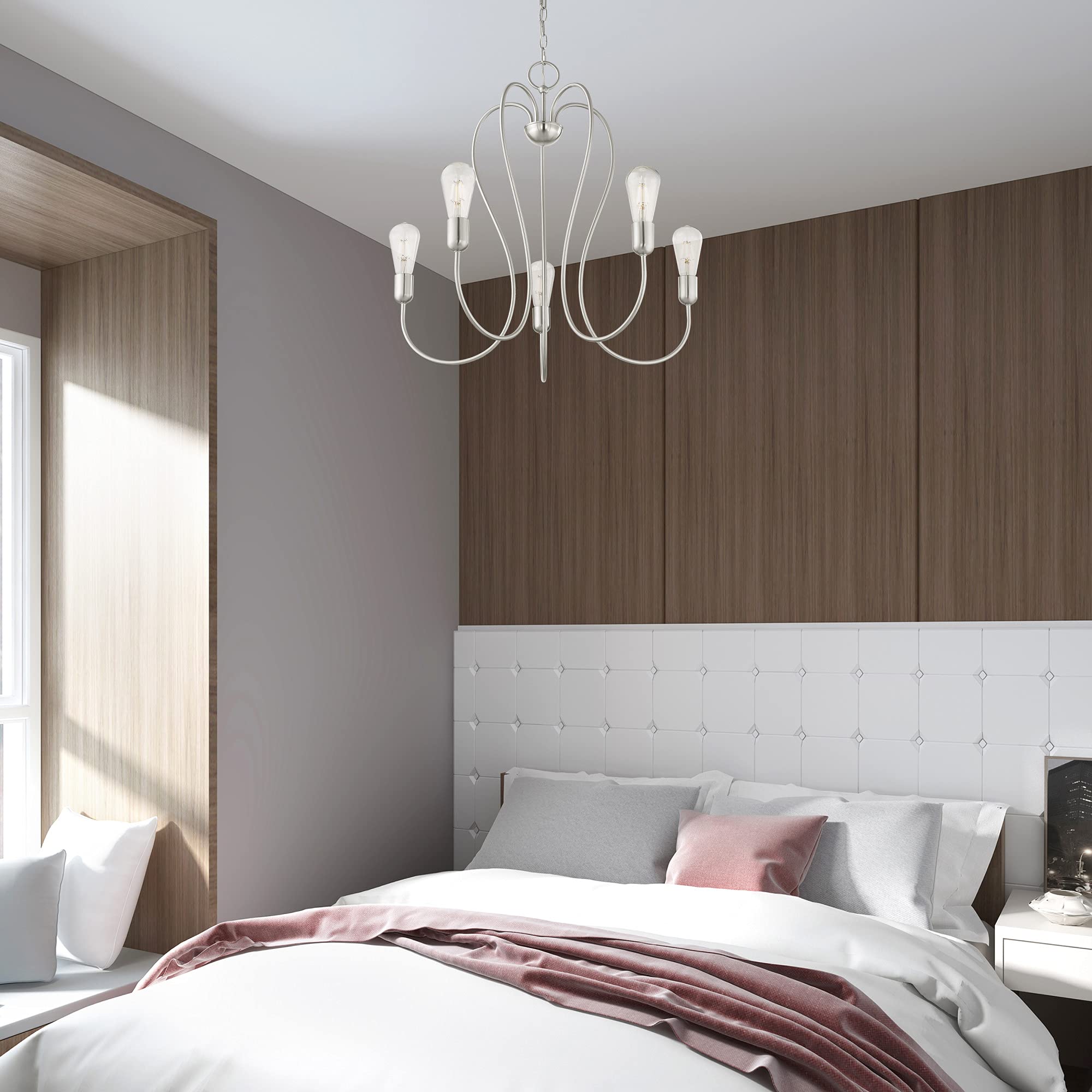 Livex Lighting 41365-07 5-Light Bronze Chandelier - Elegant Ceiling Light Fixture for Dining Room, Bedroom & Living Room Decor