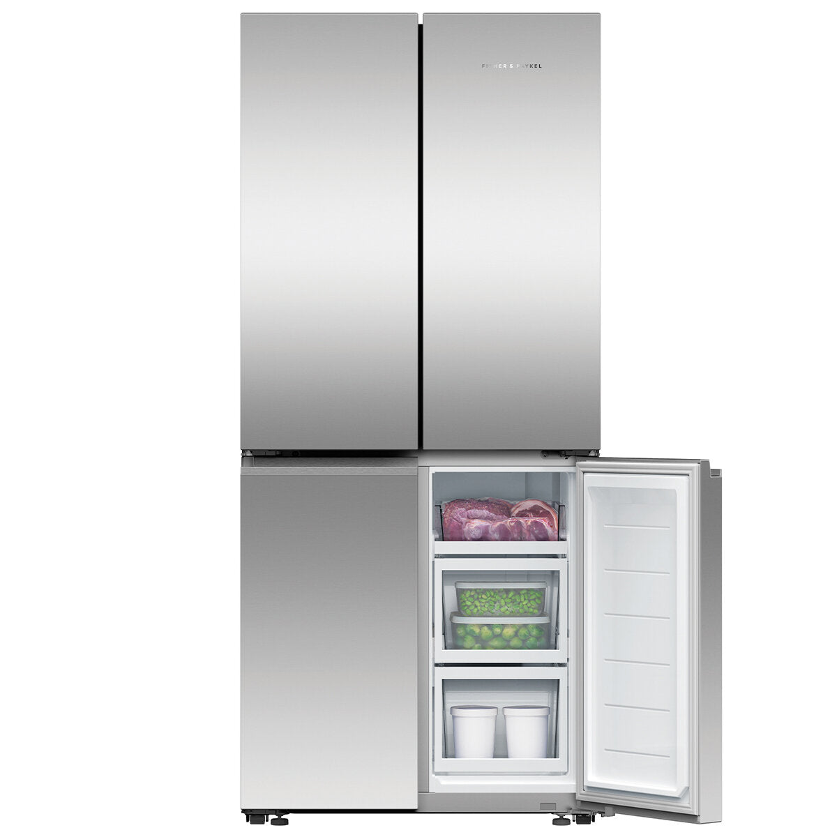 Fisher & Paykel 498L Quad Door Refrigerator Freezer - Stainless Steel RF500QNX1 | Large Capacity French Door Fridge for Modern Kitchen & Family Use