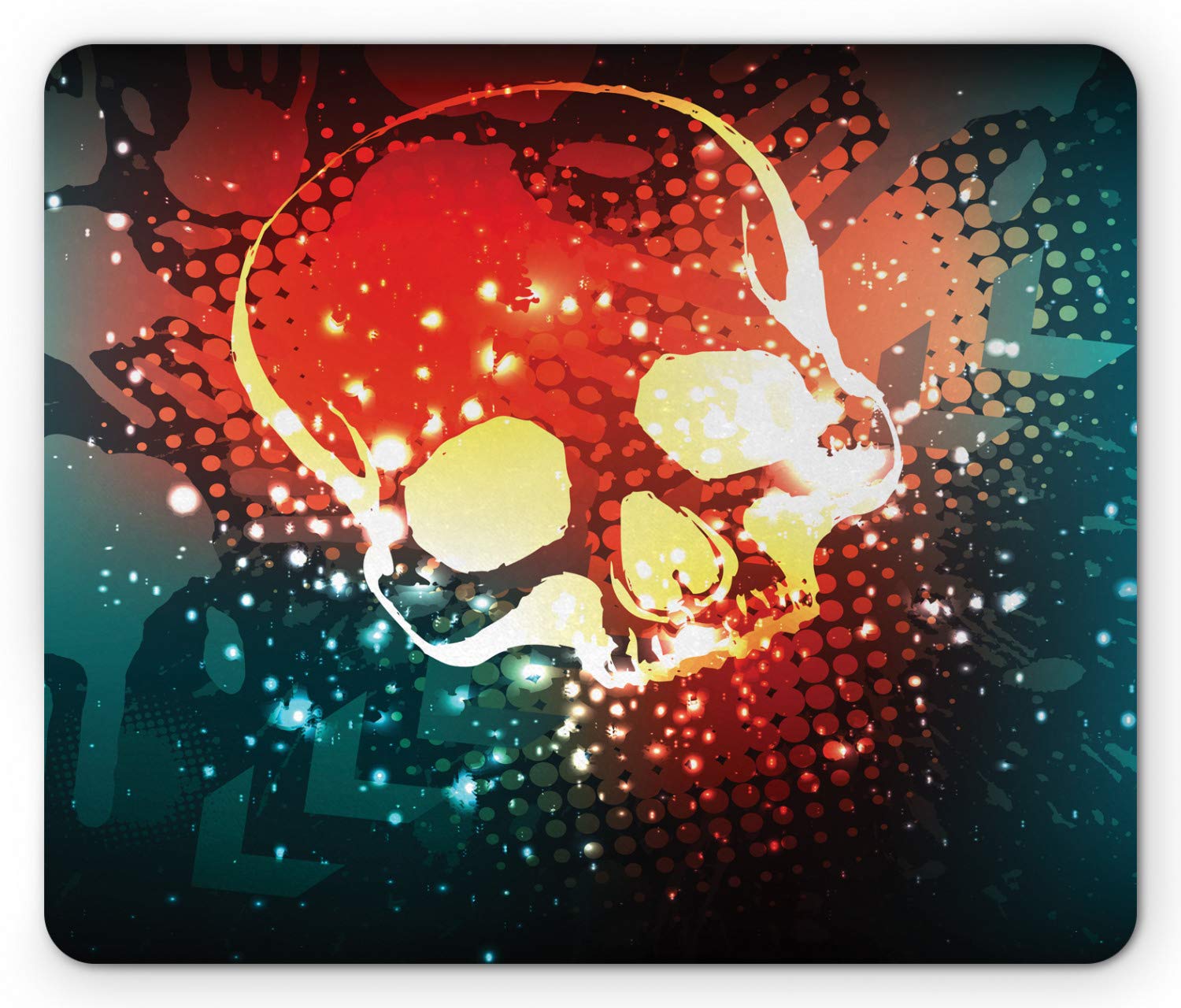 Ambesonne Skull Mouse Pad - Non-Slip Rubber Gaming Mousepad with Digital Grunge Art Design, Standard Size (9.8