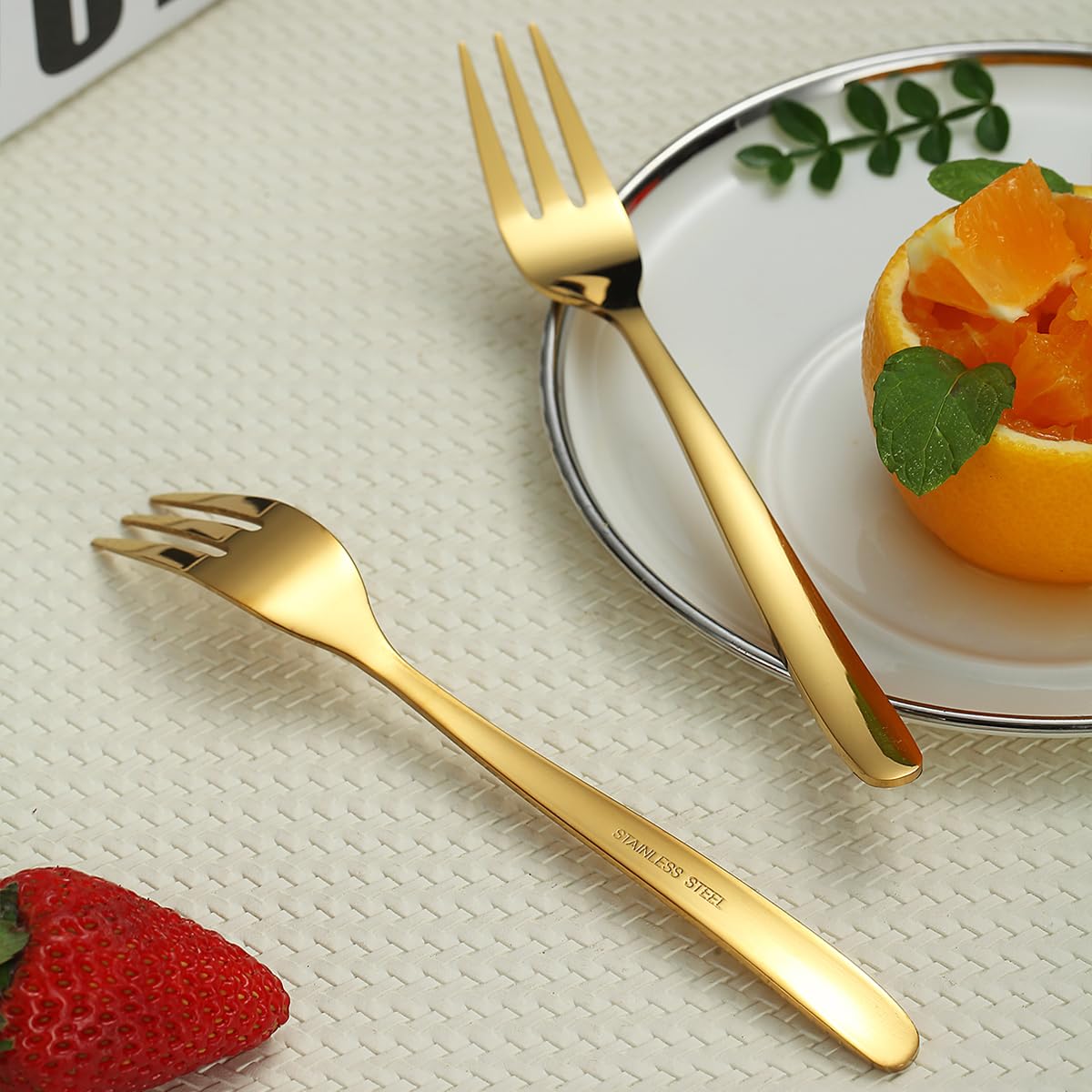 Kyraton 12-Piece Gold Dessert Forks Set - 6.15