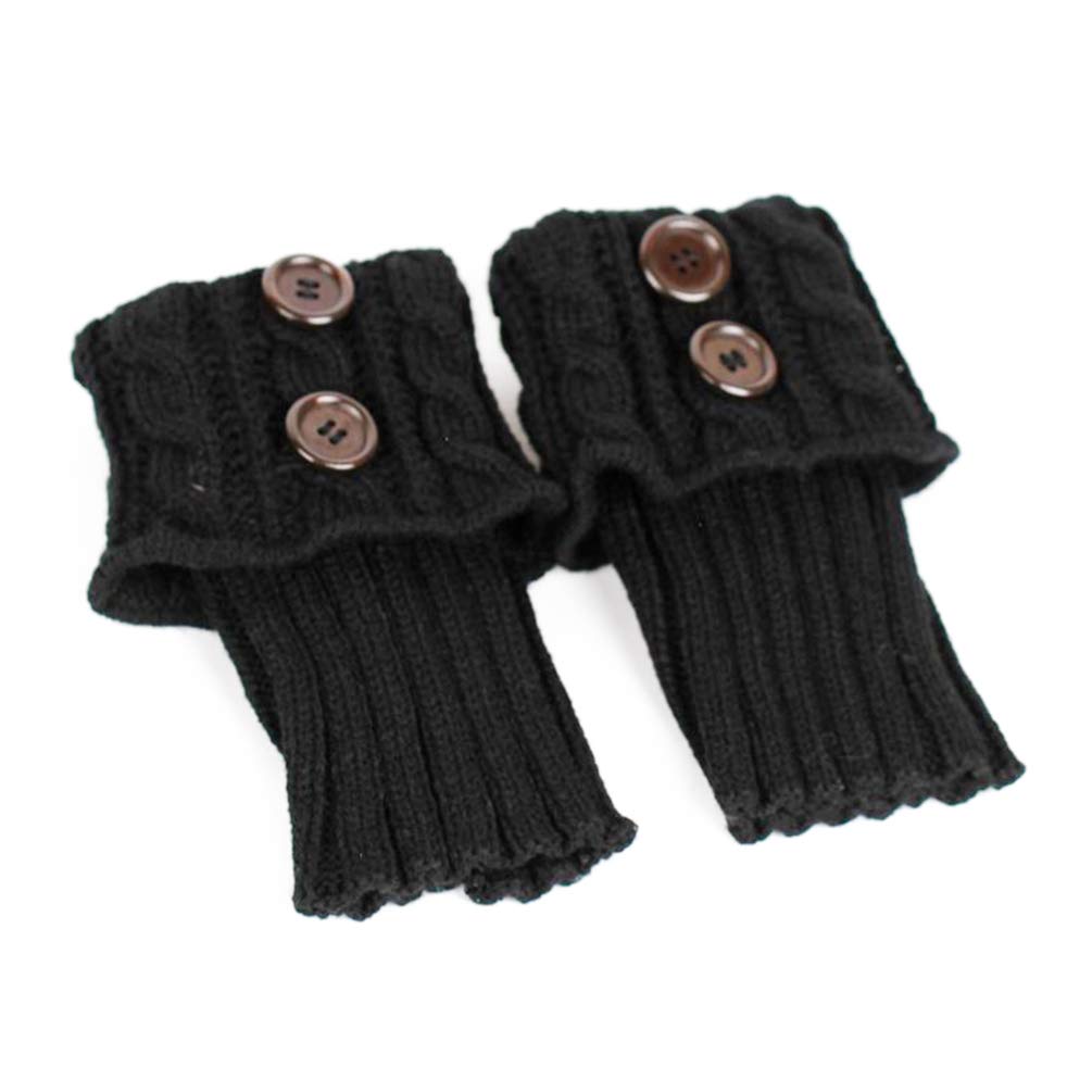 Bestoyard Women's Knitted Boot Cuffs - Winter Warm Crochet Leg Warmers, Boot Toppers & Short Socks for Women - Perfect Gift for Cold Weather (Black) | Ideal for Winter Fashion, Outdoor Activities & Cozy Home Wear
