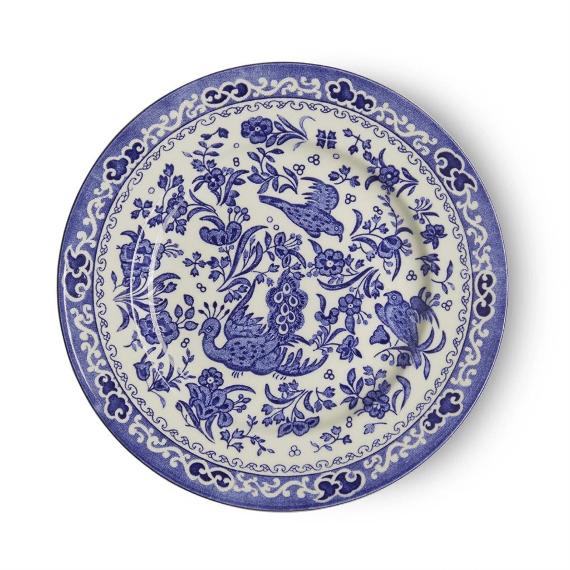 Royal Blue Peacock Decorative Plate - Elegant Hand-Painted Ceramic Dinnerware for Home Decor, Wedding, and Party Table Setting