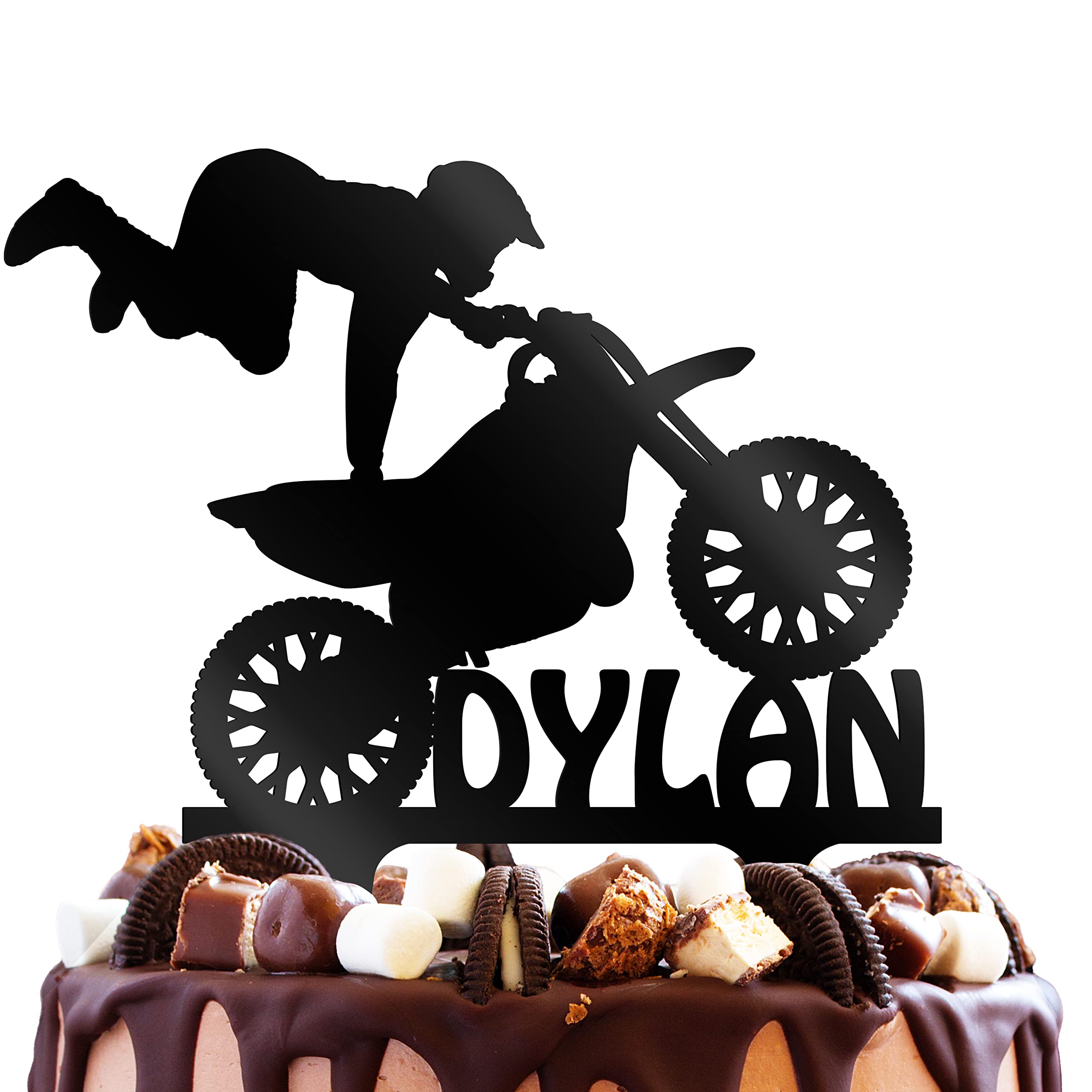 Custom Motocross Dirt Bike Cake Topper - Personalized Birthday Cake Decorations for Bikers & Racing Fans - Perfect for Motorcycle Themed Parties & Off-Road Celebrations