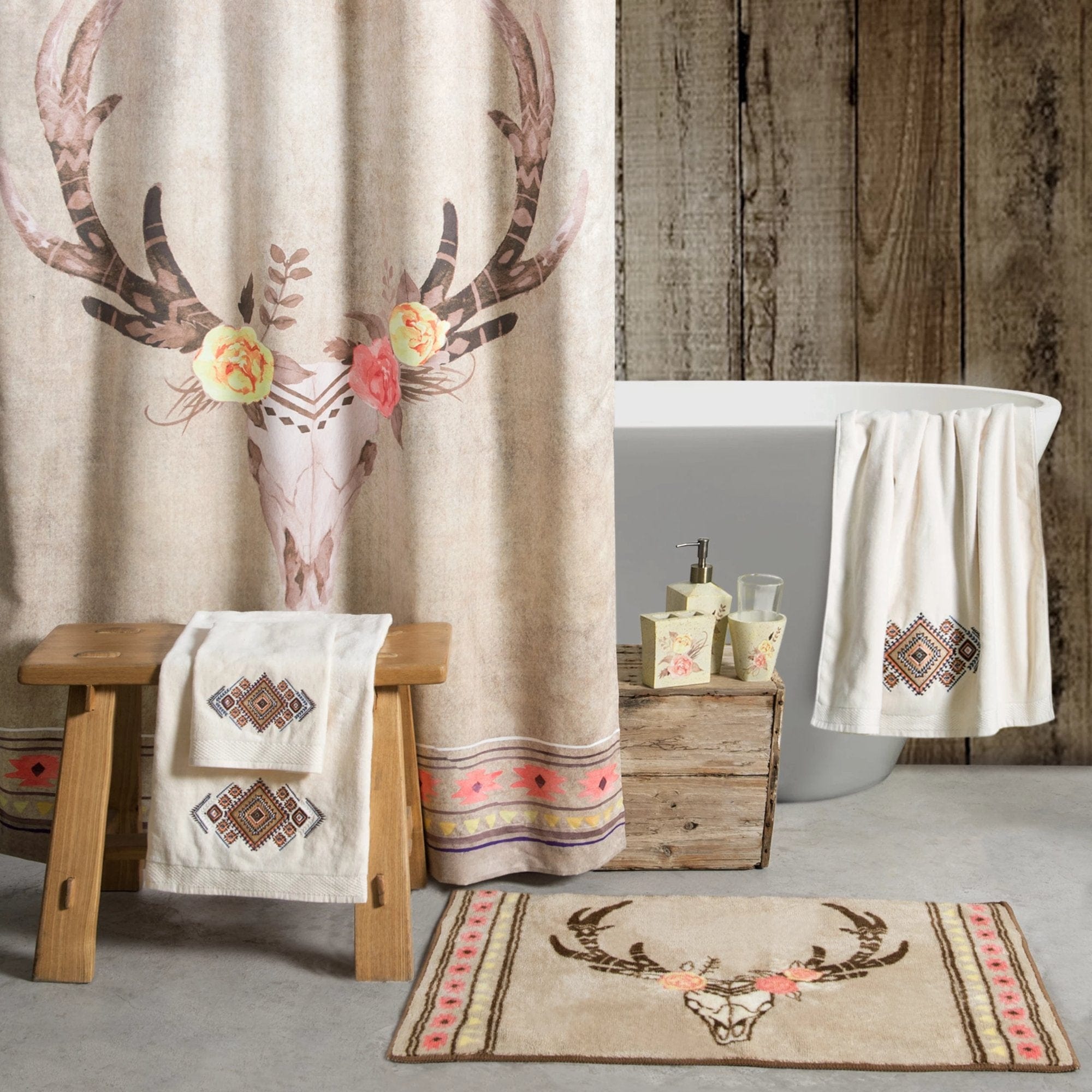 Stylish Desert Skull Floral Non-Slip Kitchen Bathroom Rug - Perfect for Boho Home Decor, Farmhouse Bath Mats & Cozy Kitchen Flooring