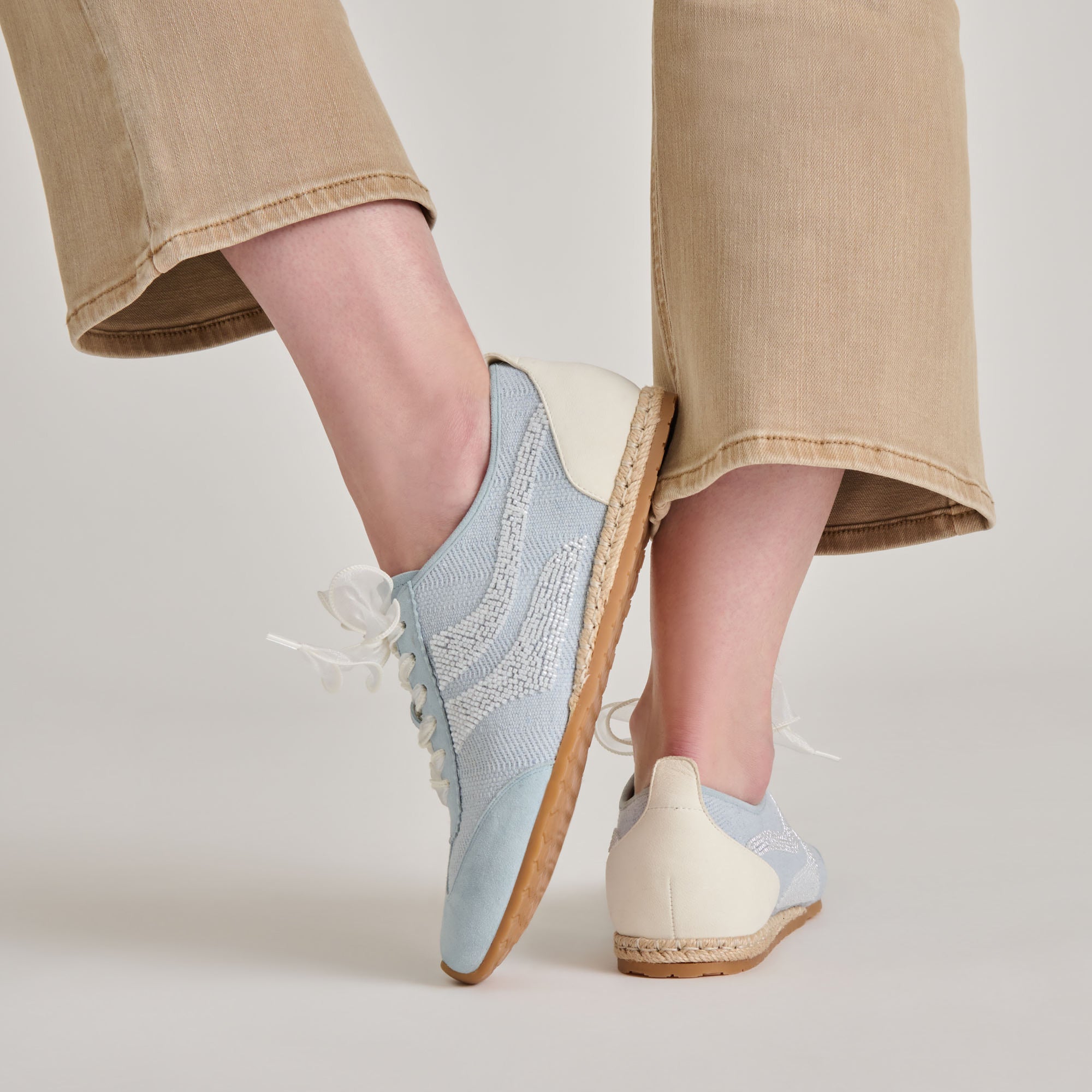 Dream Bead Sneakers for Women - Blue Multi Burlap Fashion Shoes | Comfortable Casual Walking Shoes for Daily Wear, Travel & Outdoor Activities