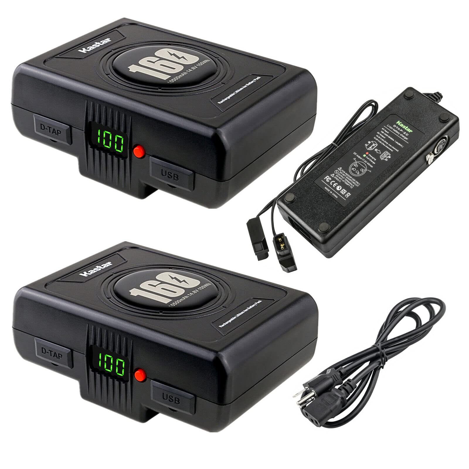 Kastar BP-C160 Gold Mount Battery & Dual D-Tap Charger - Compatible with RED DSMC2 Dragon-X, Scarlet-W & AJA Cion Cameras | Professional Cinema Power Solution for On-Location Shooting & Studio Production