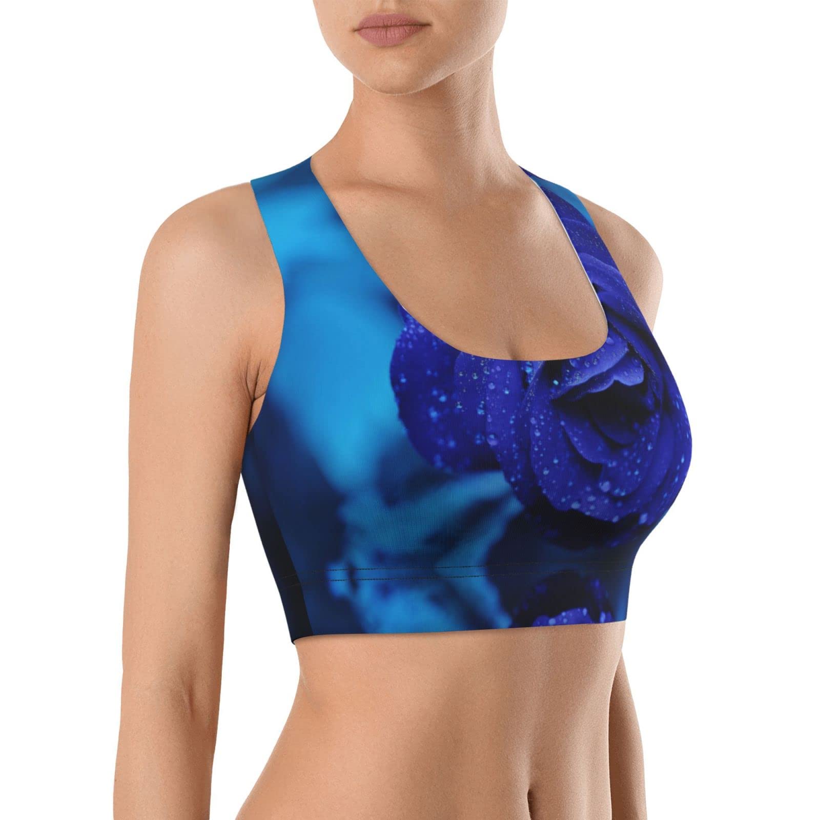 Blue Rose Women's Sports Bra - Racerback Yoga Bra with Support for Workout, Training & Fitness | Perfect for Gym, Running, Pilates & Active Lifestyle