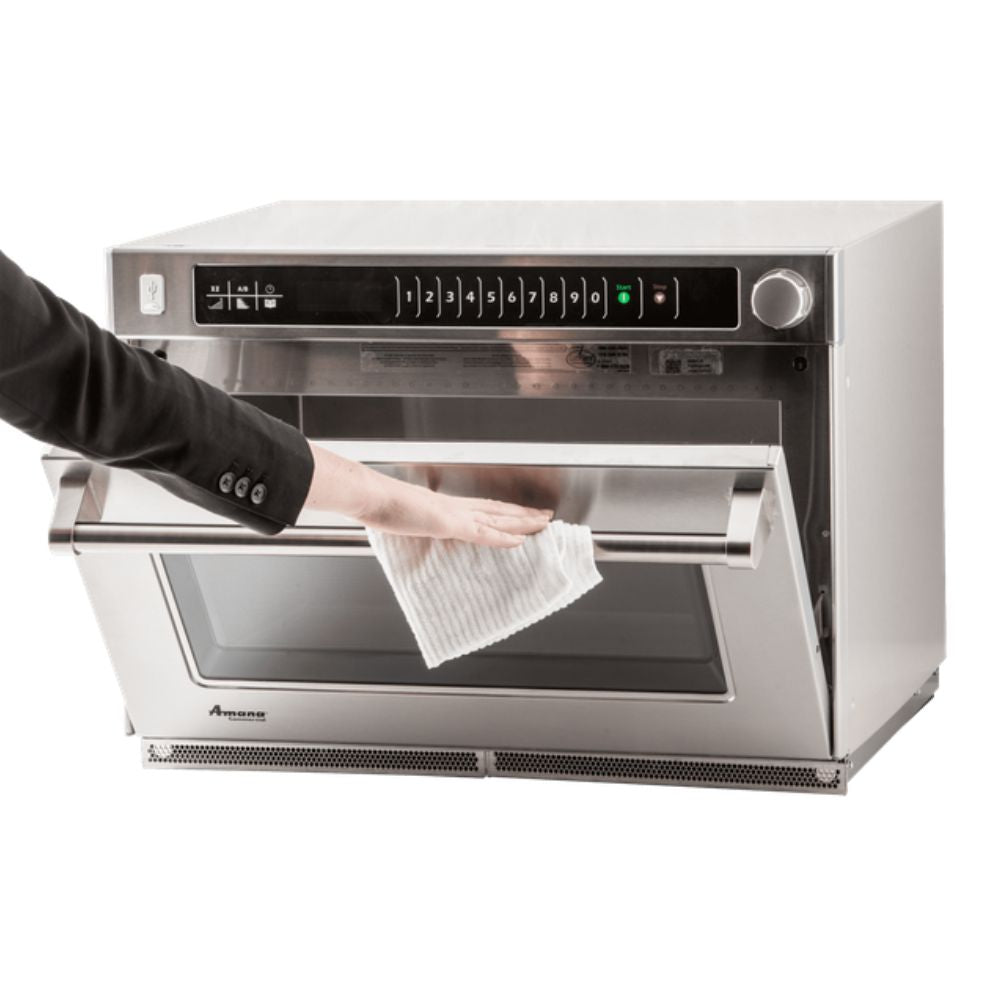 Amana AMSO22 1.6 Cu Ft Commercial Microwave Steamer Oven with Touch Controls - Heavy Duty 208/240V for Restaurants, Catering & High Volume Food Service