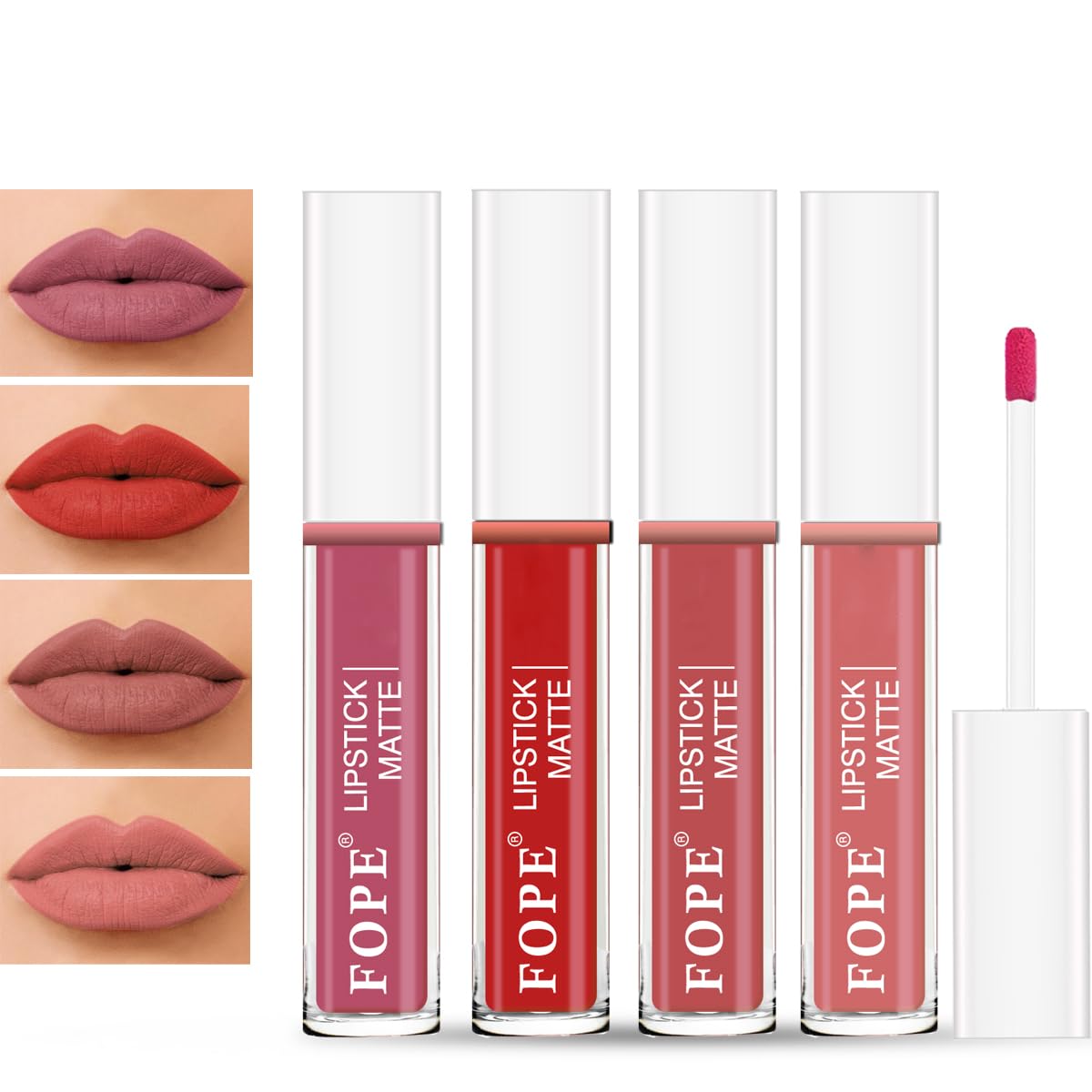 FOPE Lip It Up Liquid Matte Lipstick Set - Smudge Proof, Waterproof, Long Lasting Matte Finish (Combo #FL019) | Perfect for Parties, Dates & Everyday Wear