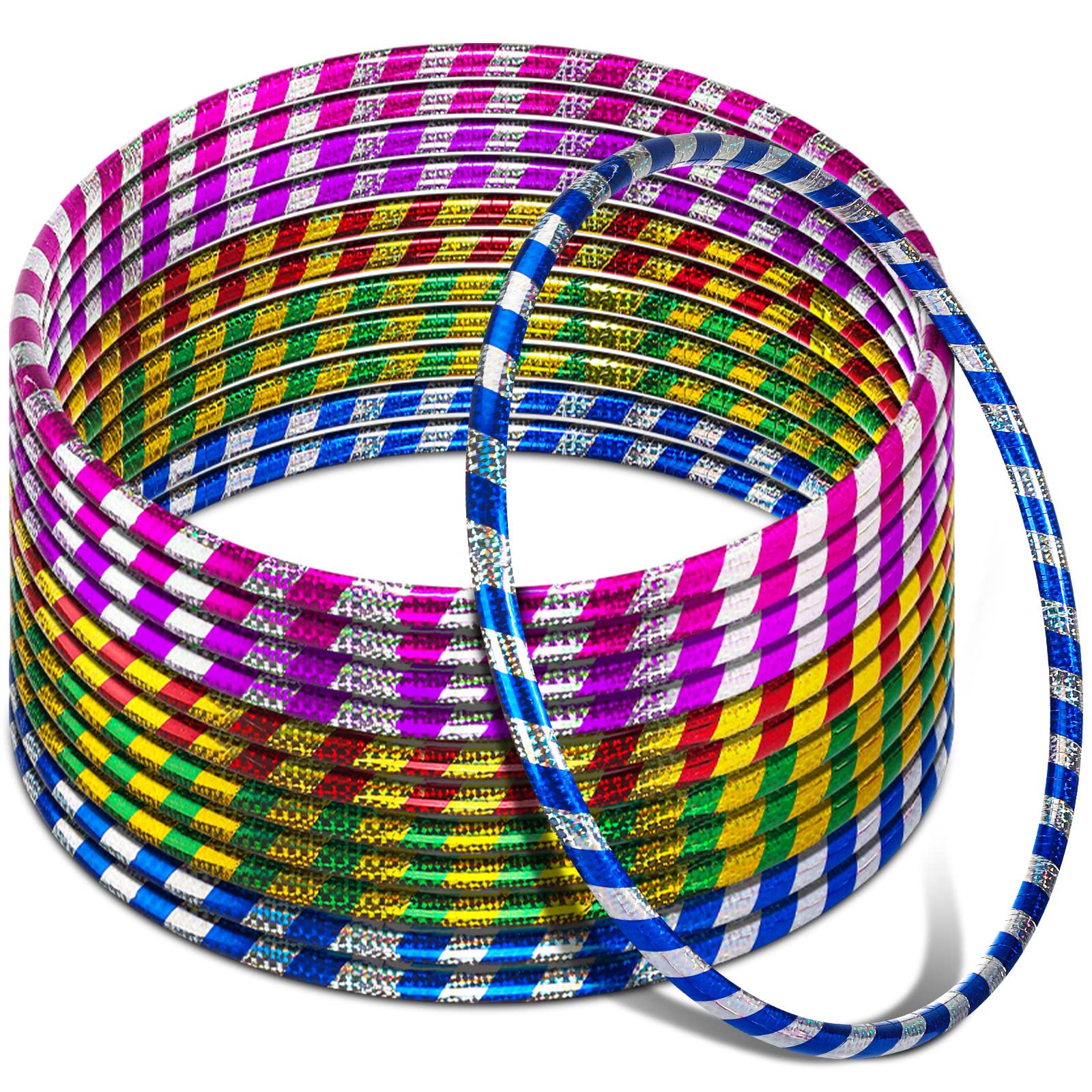 Kathfly Glitter Weighted Exercise Hoop for Kids & Adults - Fitness Hula Circle for Sports, Pilates, Workout & Weight Loss - Durable Plastic Hula Ring for Indoor/Outdoor Play & Exercise