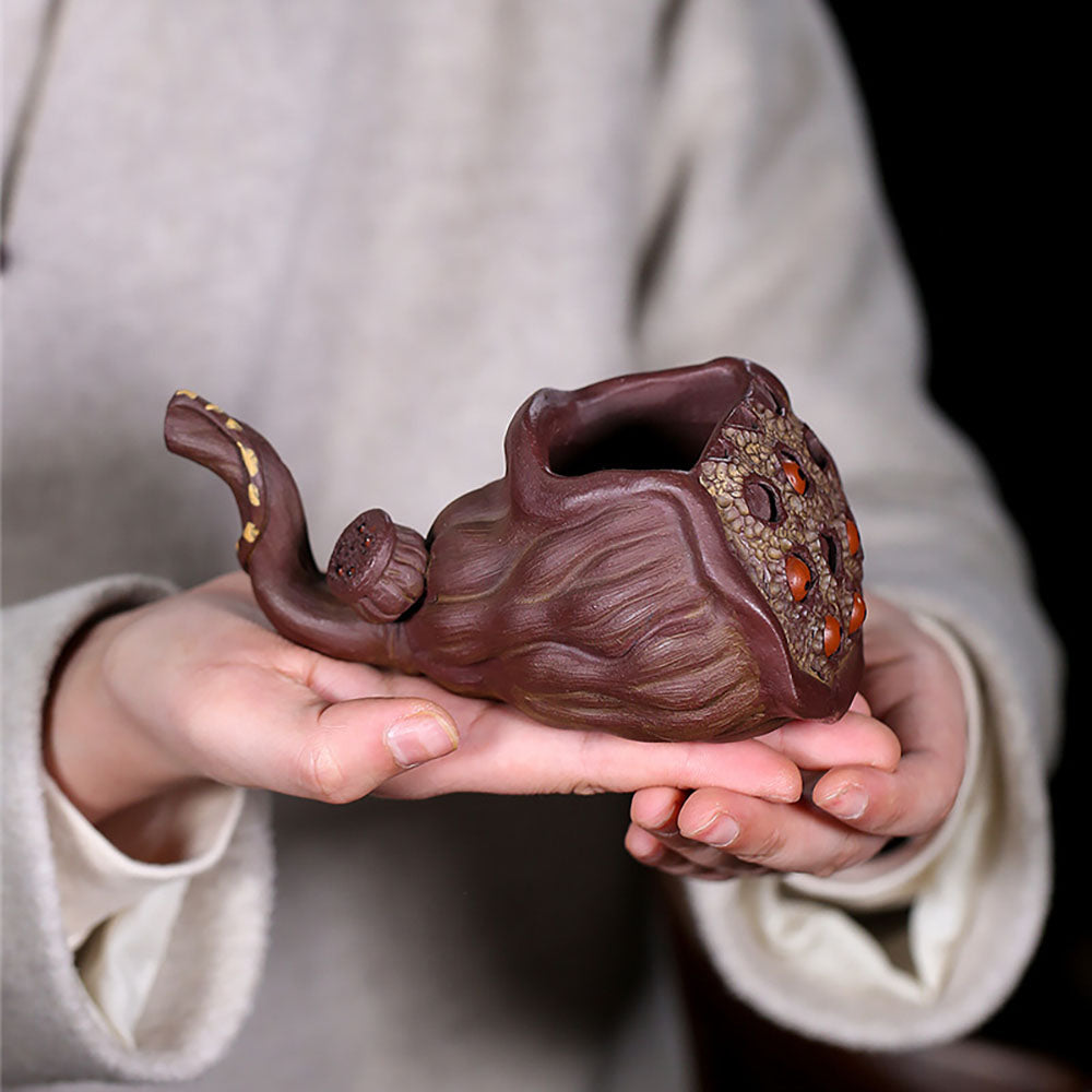 Premium Yixing Purple Clay Teacup - Handmade Lotus Seedpod Design, Authentic Chinese Zisha Ceramic for Gongfu Tea Ceremony, Perfect for Oolong, Pu-erh & Green Tea Brewing - Ideal Gift for Tea Lovers & Meditation Use