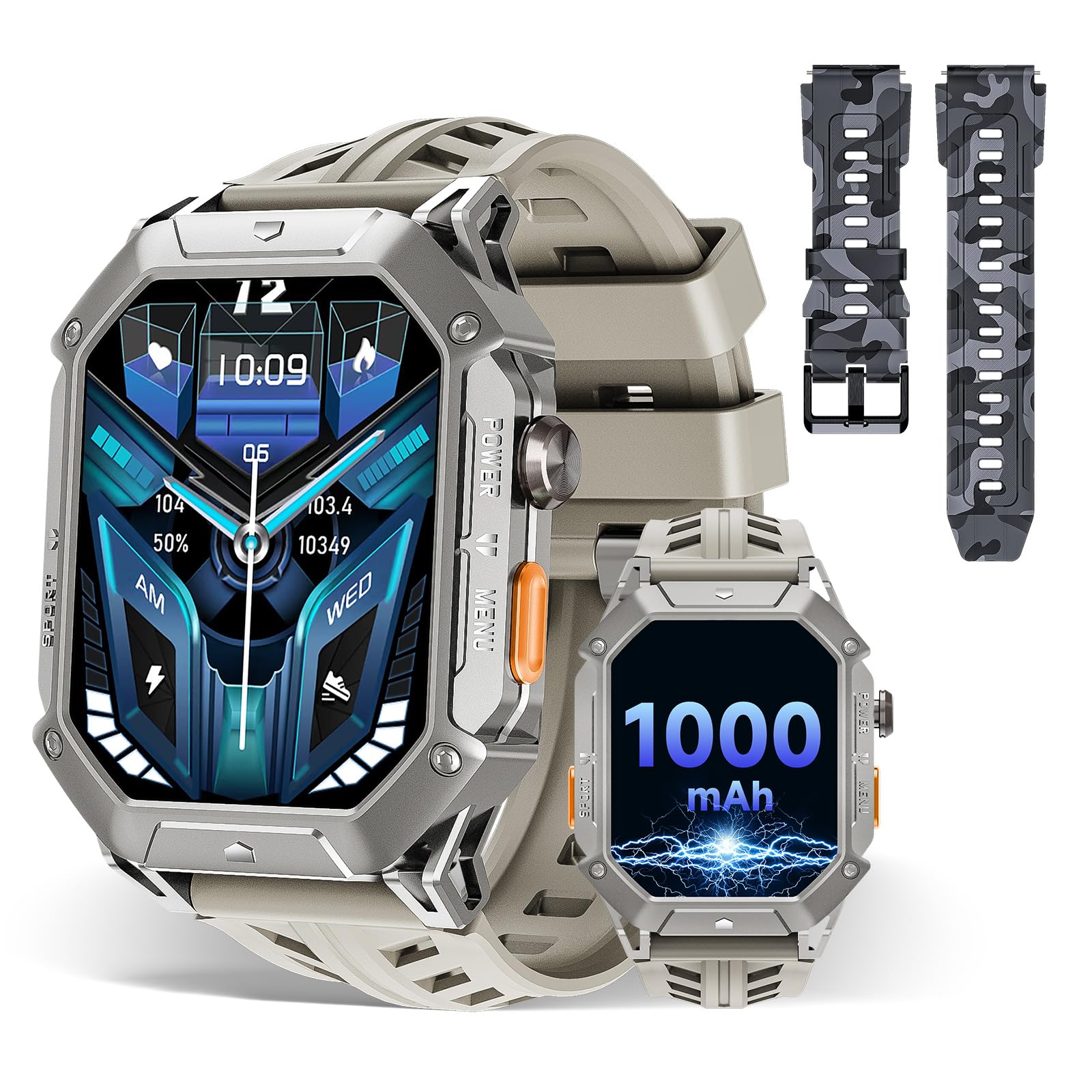 OUKITEL BT80 Rugged Military Smartwatch for Men - 2.13
