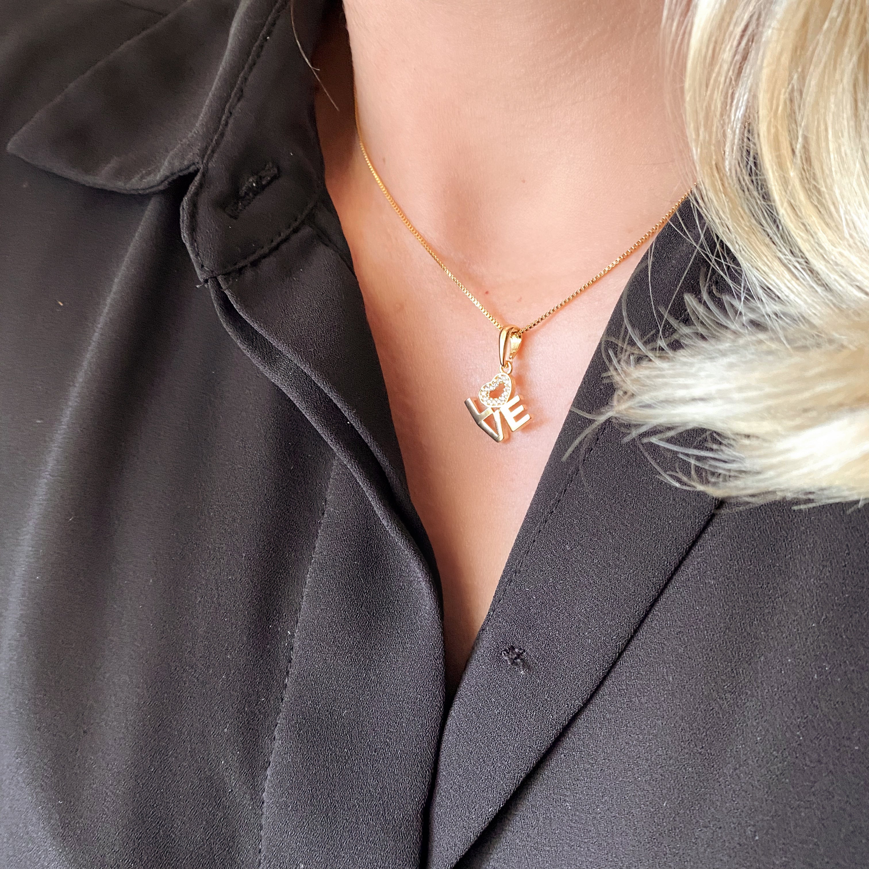 18K Gold Filled Love Letter Stack Necklace - Romantic Gift for Her, Dainty Layering Jewelry for Valentine's Day, Anniversary or Everyday Wear