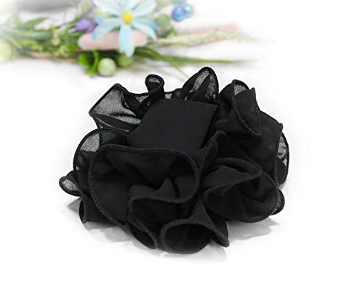 4 Pack Large Chiffon Claw Clip Hair Bows for Women - Big Fabric Ribbon Flower Rose Hair Clips for Thick or Fine Hair (Black, Red, Blue, White) | Perfect for Parties, Weddings, and Everyday Hairstyles