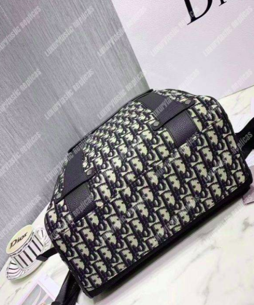 Dior Beige and Black Oblique Jacquard Backpack for Women | Luxury Designer Handbag for Travel, Work & Everyday Use