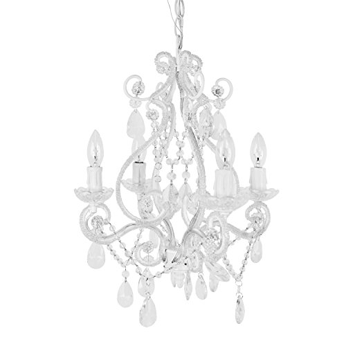 Vintage White Diamond 4-Bulb Mini Chandelier - Plug-In or Hardwired Lighting Fixture for Dining Room, Bedroom & Nursery Decor | Tadpoles Collection