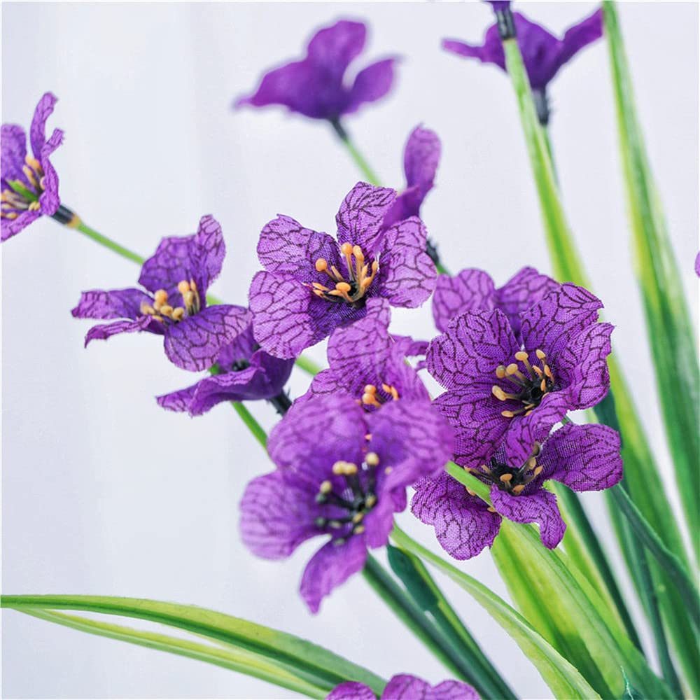 XIYUAN 12 Bundles UV Resistant Artificial Flowers - Fade Proof Fake Plants for Hanging Baskets, Window Boxes, Garden & Porch Decor (Purple) | Perfect for Home, Wedding & Outdoor Decoration