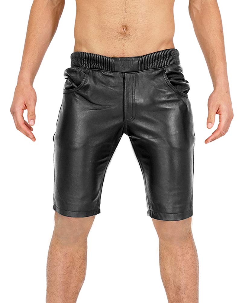 Bockle® Men's Red Lamb Leather Jogger Shorts - Stylish & Comfortable Leather Pants for Casual Wear, Gym, and Outdoor Activities