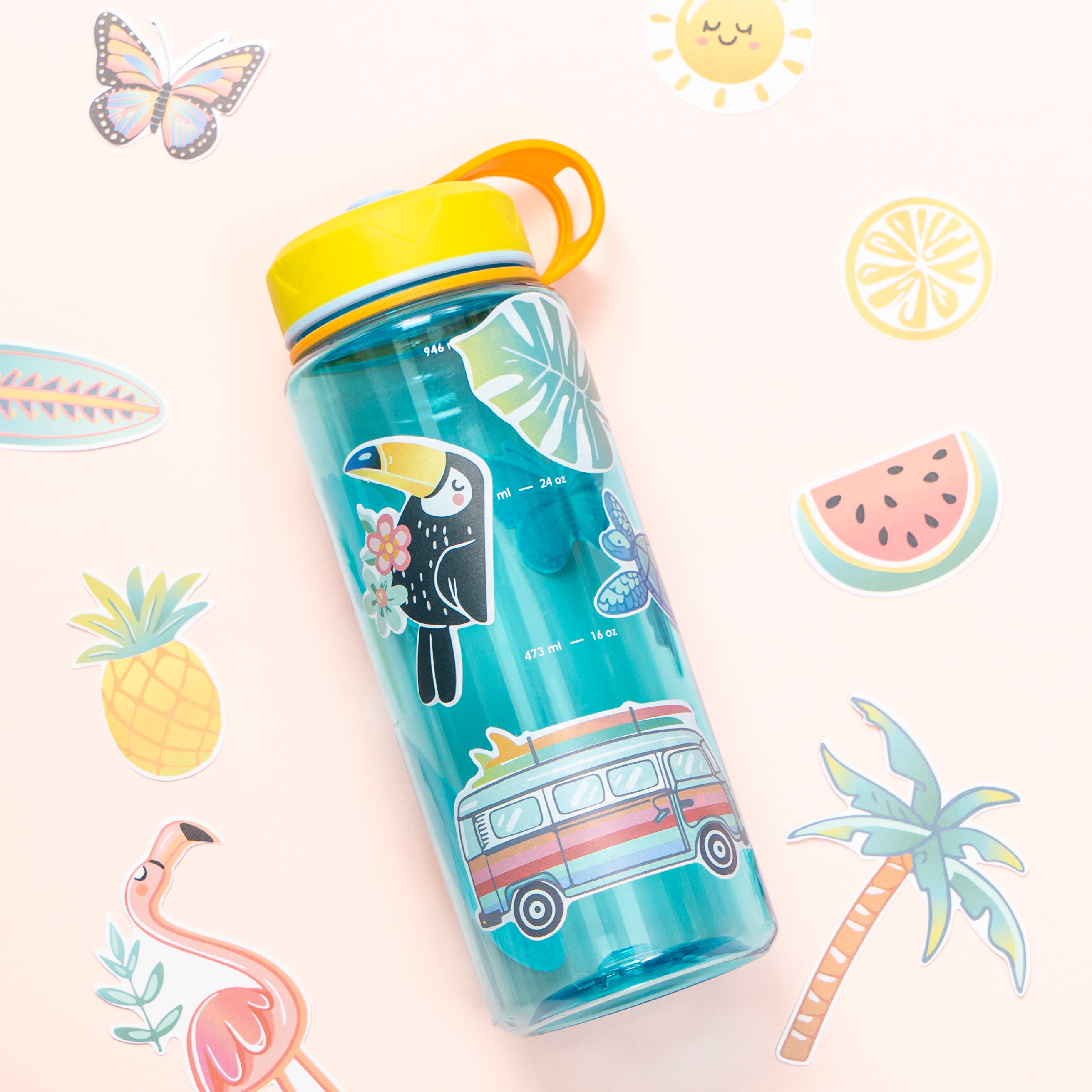 36oz HydroPop Insulated Water Bottle with Leak-Proof Lid, Carry Strap & Measurement Markings - BPA-Free, Keeps Drinks Cold for 24 Hours - Perfect for Gym, Hiking & Outdoor Activities (Blue)