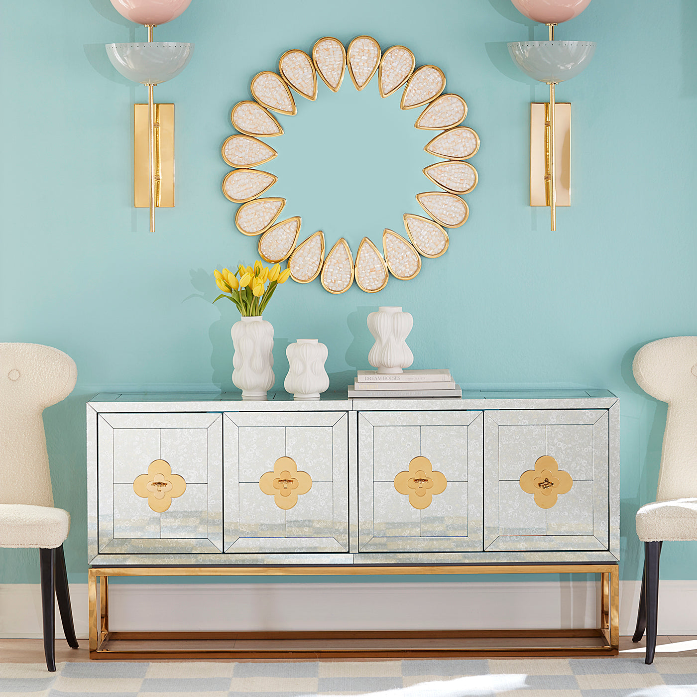 Delphine Credenza - Modern Wooden Sideboard with 3 Drawers & 2 Doors - Perfect for Living Room, Dining Room & Entryway Storage