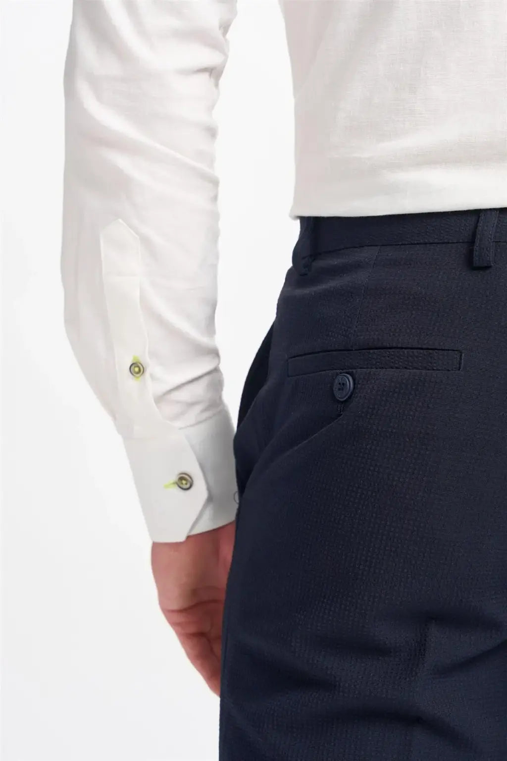 Cavani Men's Siren Seersucker Navy Trousers - Lightweight Summer Pants for Business Casual & Outdoor Activities