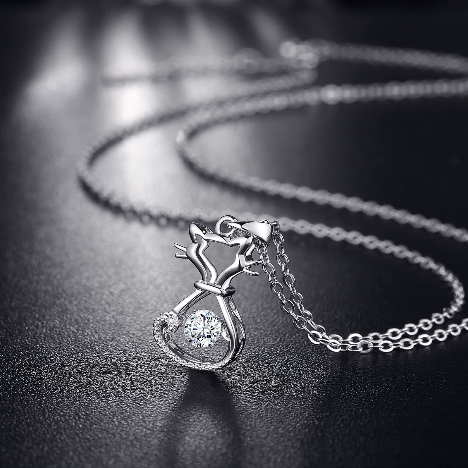 18K White Gold Plated Cat Necklace for Women - 925 Sterling Silver Animal Jewelry for Cat & Dog Lovers, 18 Inch Chain - Perfect Gift for Pet Owners, Birthday & Anniversary