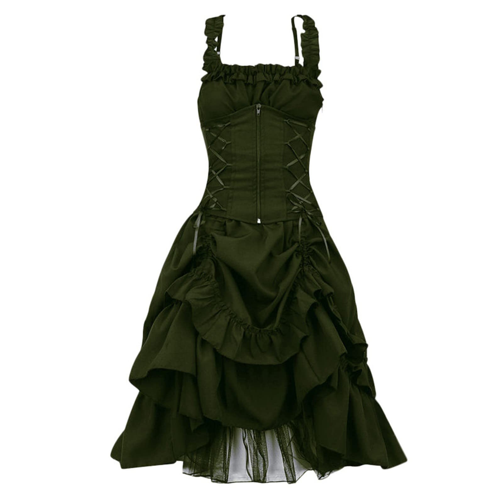 Gothic Vintage Steampunk Retro Sleeveless Black Prom Dress for Women - Elegant Cocktail Party & Court Princess Costume for Halloween, Cosplay, and Formal Events