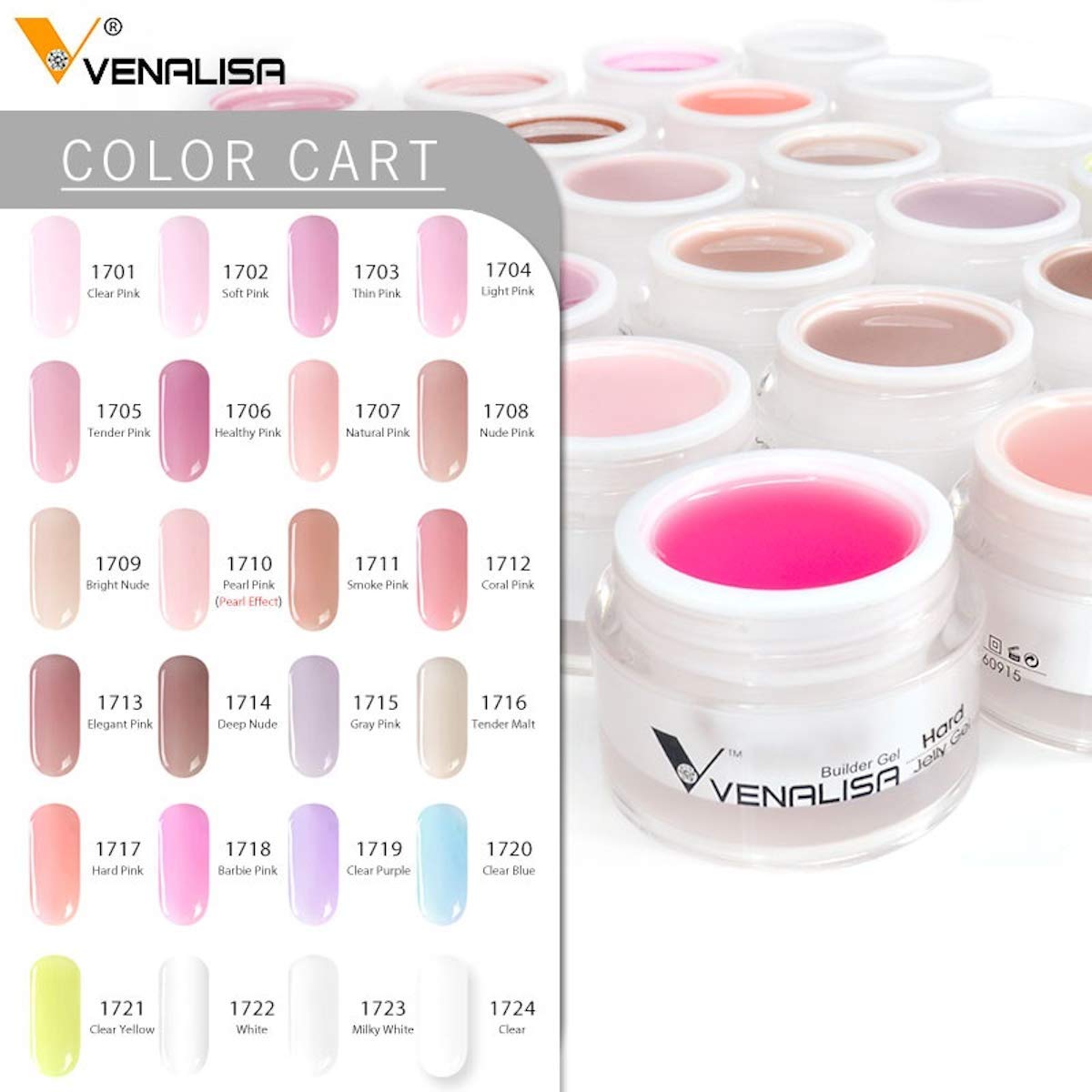 Venalisa 15ml Hard Jelly Builder Gel for Nail Extensions - DIY French Nail Art, Poly Nail Gel, Clear Nail Extender (1724_Clear) - Perfect for Salon & Home Manicures, Nail Strengthening & Length Building