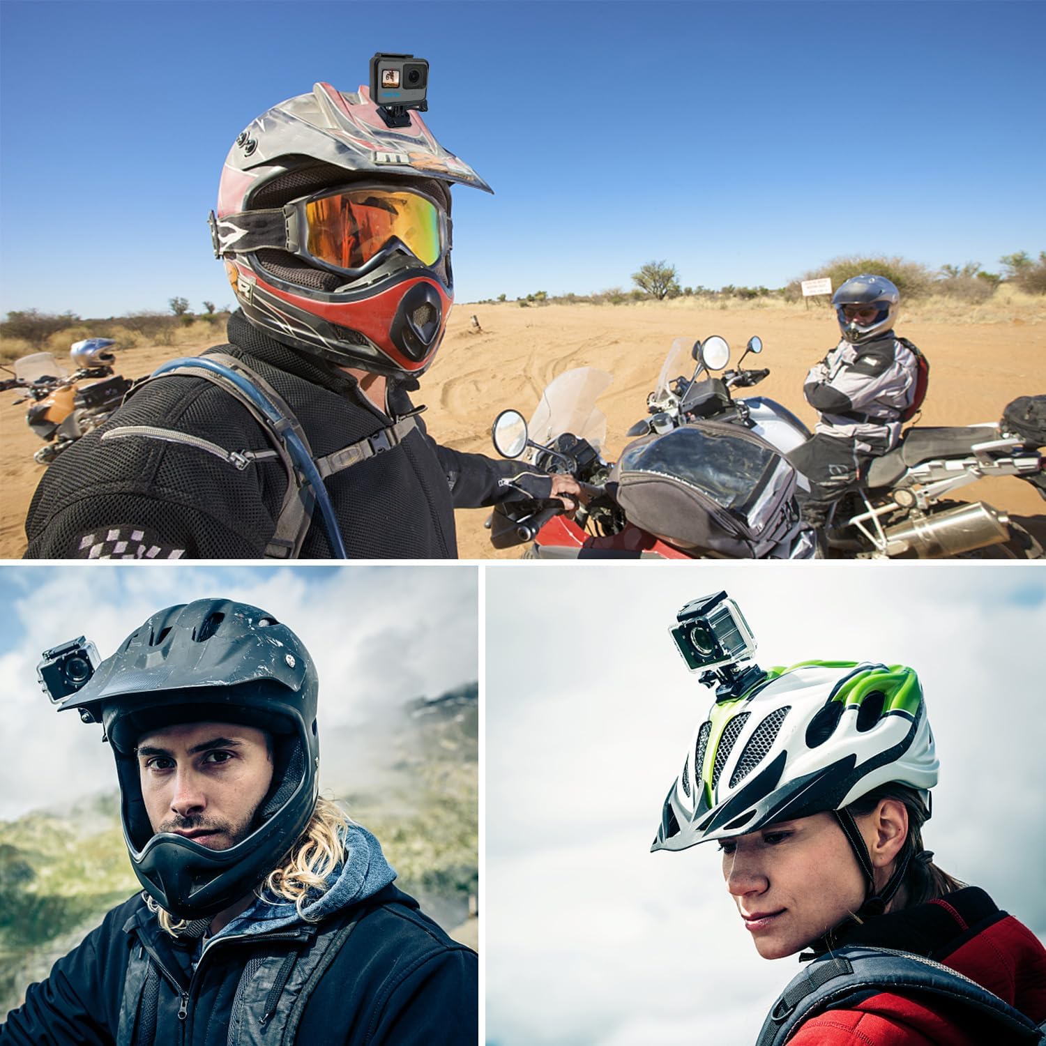 Suptig Helmet Adhesive Mount for GoPro Hero 13 12 11 10 9 8 7 6 5 4 3 2 Session Max Akaso DJI Osmo Action Cameras - Secure Sticky Camera Mount for Cycling Skiing Motorcycling Surfing Adventures